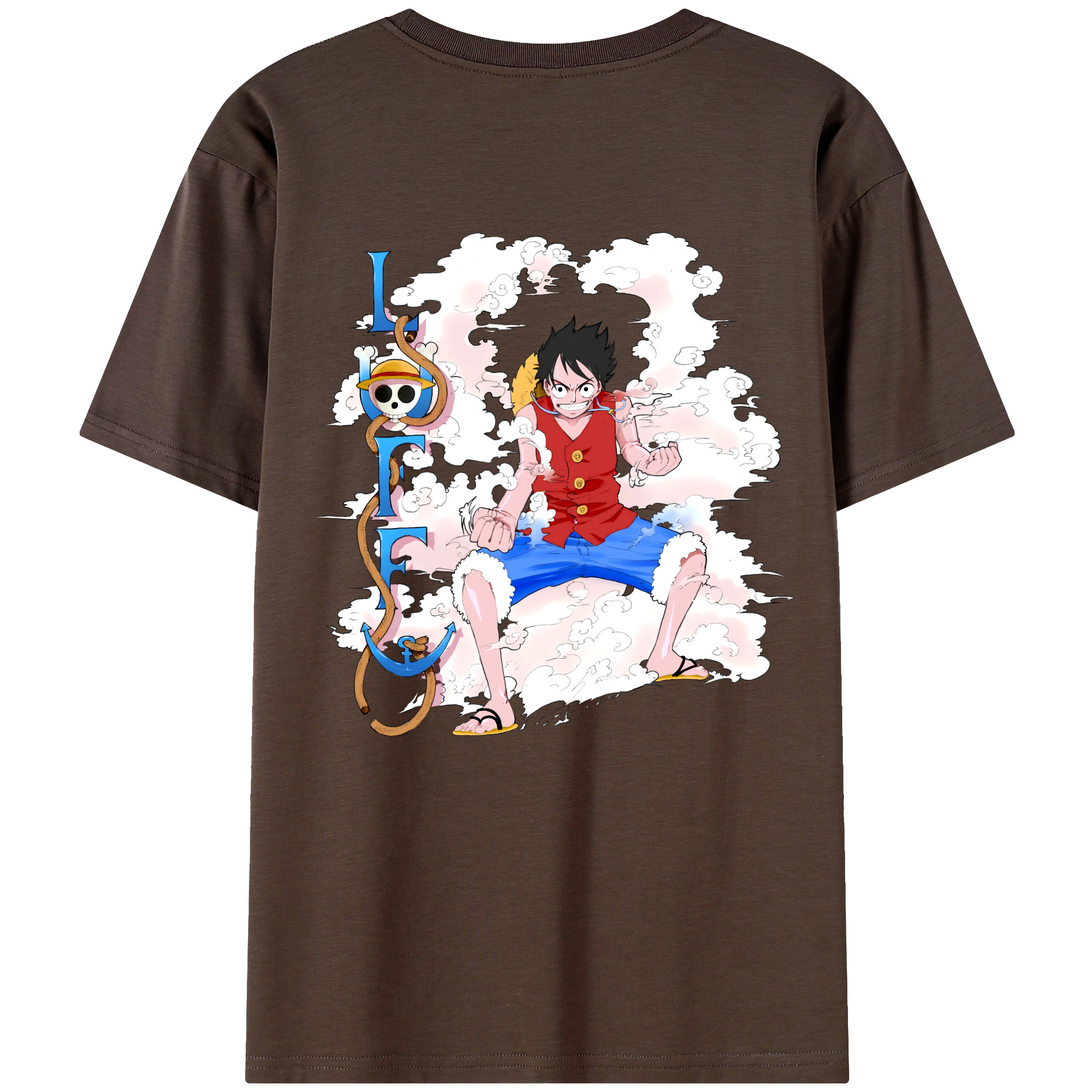 ワンピース モンキー・D・ルフィ ONE PIECE Monkey D. Luffy 綿100％半袖Tシャツ（背面プリント）