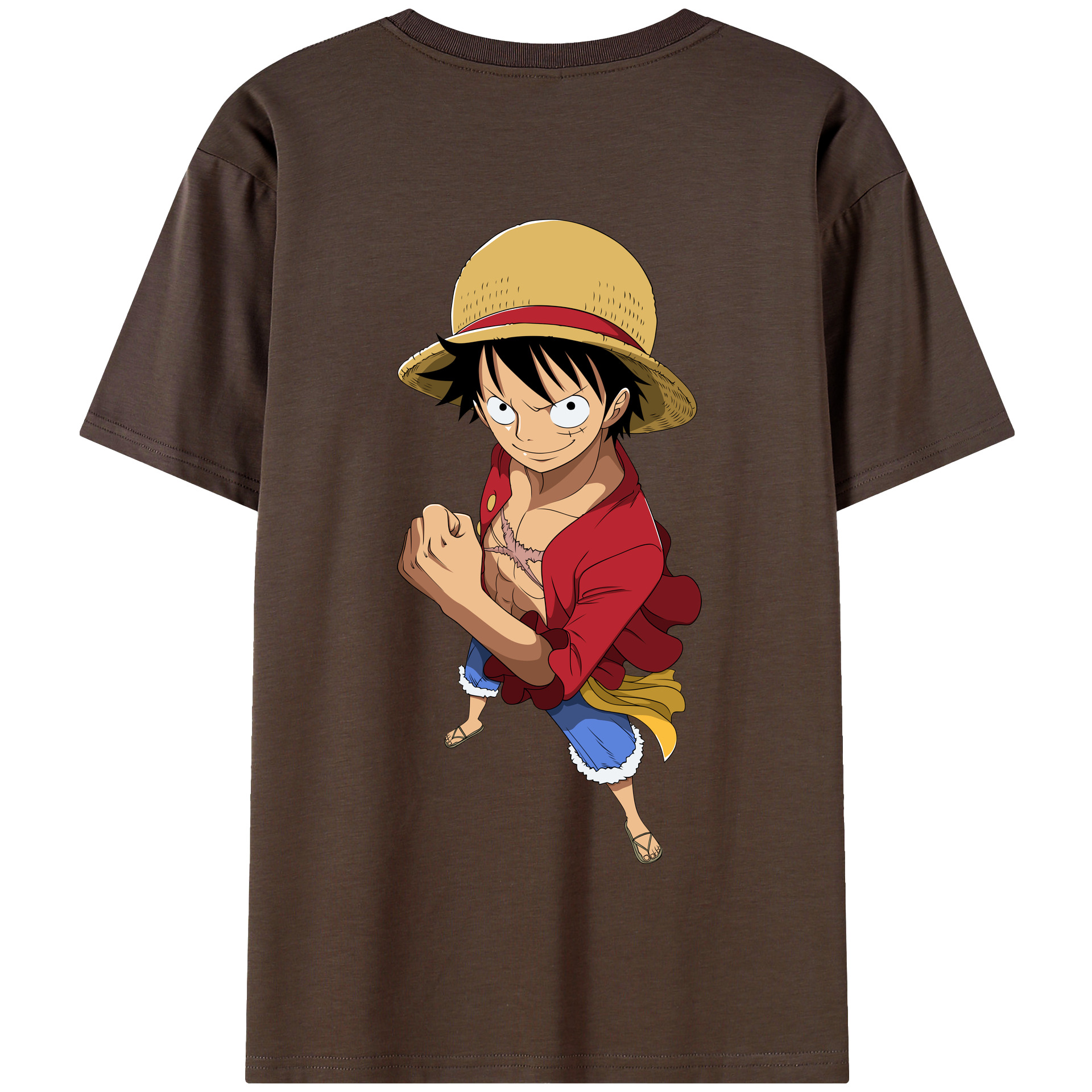 ワンピース モンキー・D・ルフィ ONE PIECE Monkey D. Luffy 綿100％半袖Tシャツ（背面プリント）