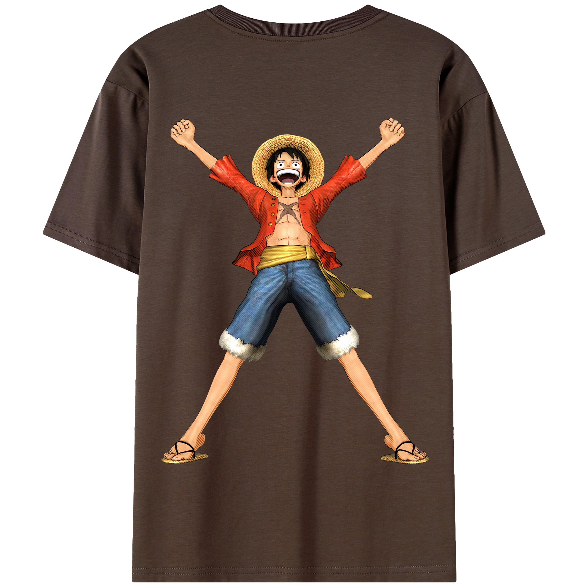 ワンピース モンキー・D・ルフィ ONE PIECE Monkey D. Luffy 綿100％半袖Tシャツ（背面プリント）