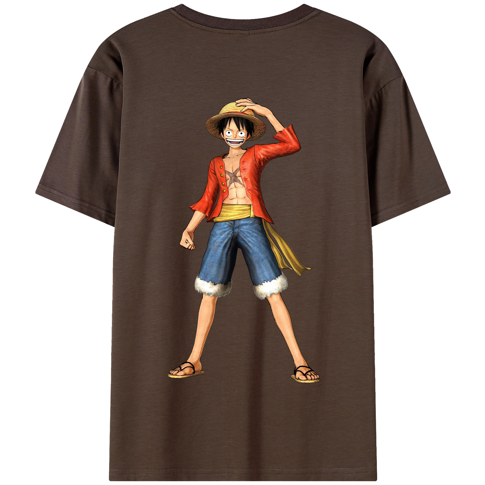 ワンピース モンキー・D・ルフィ ONE PIECE Monkey D. Luffy 綿100％半袖Tシャツ（背面プリント）