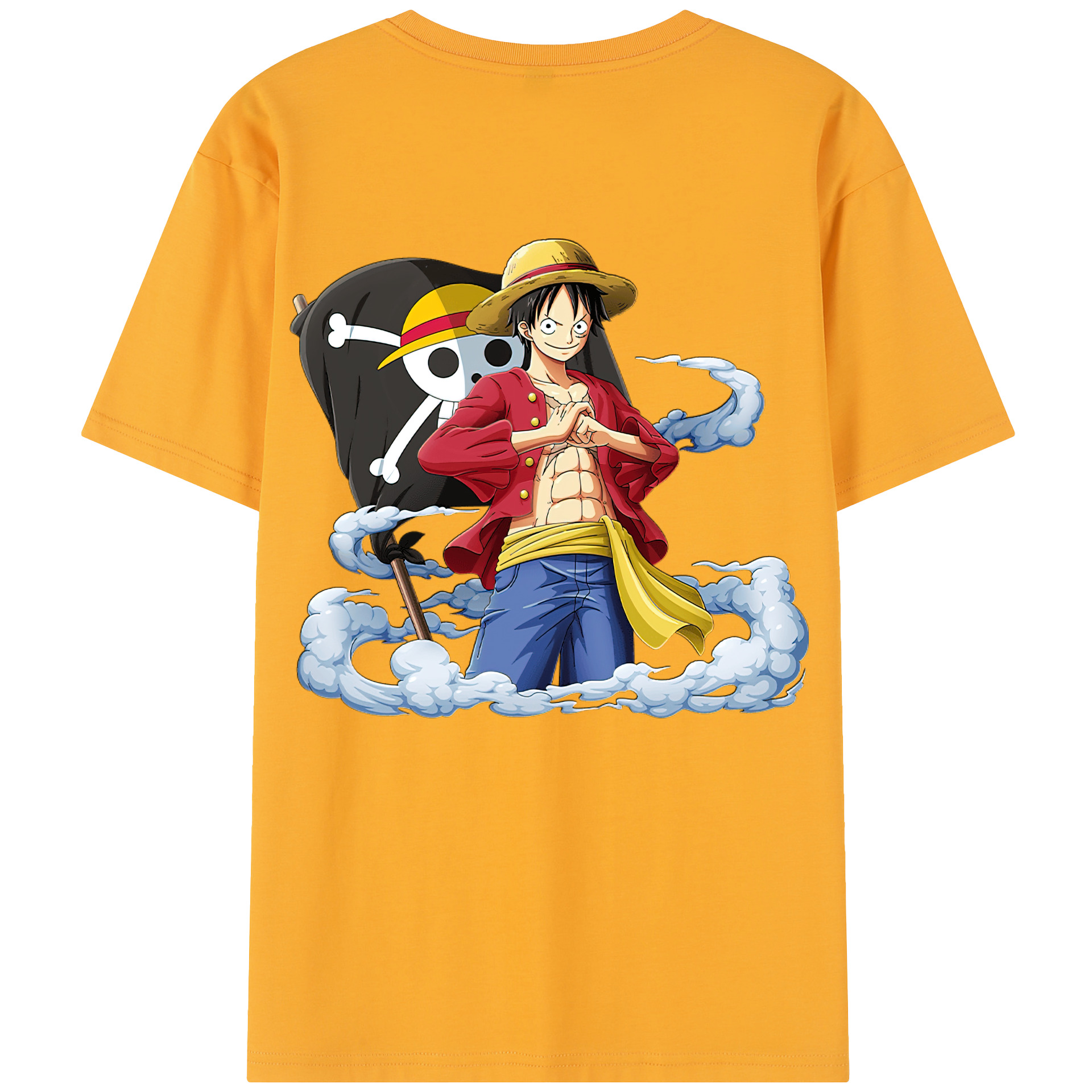 ワンピース モンキー・D・ルフィ ONE PIECE Monkey D. Luffy 綿100％半袖Tシャツ（背面プリント）