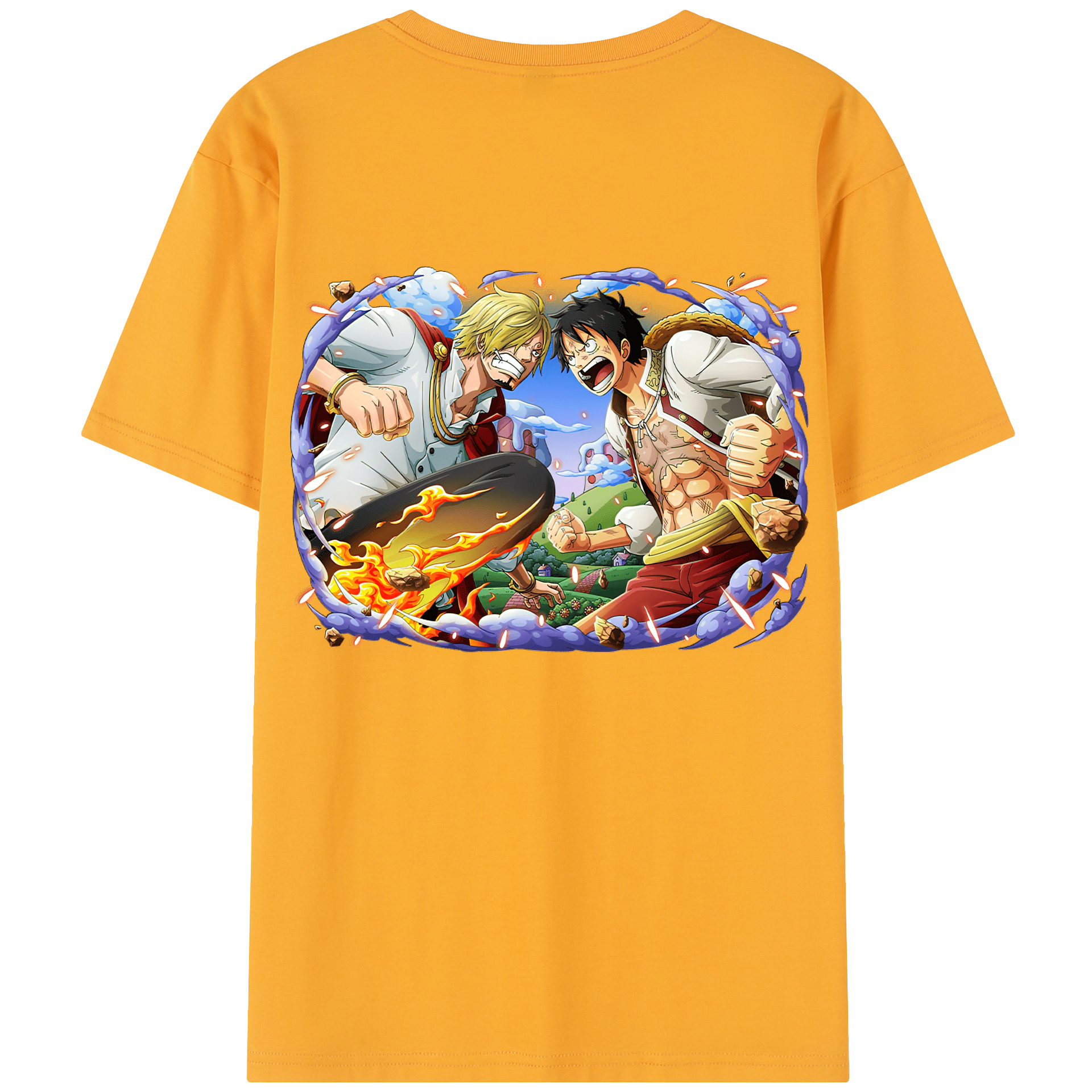 ワンピース モンキー・D・ルフィ ONE PIECE Monkey D. Luffy 綿100％半袖Tシャツ（背面プリント）