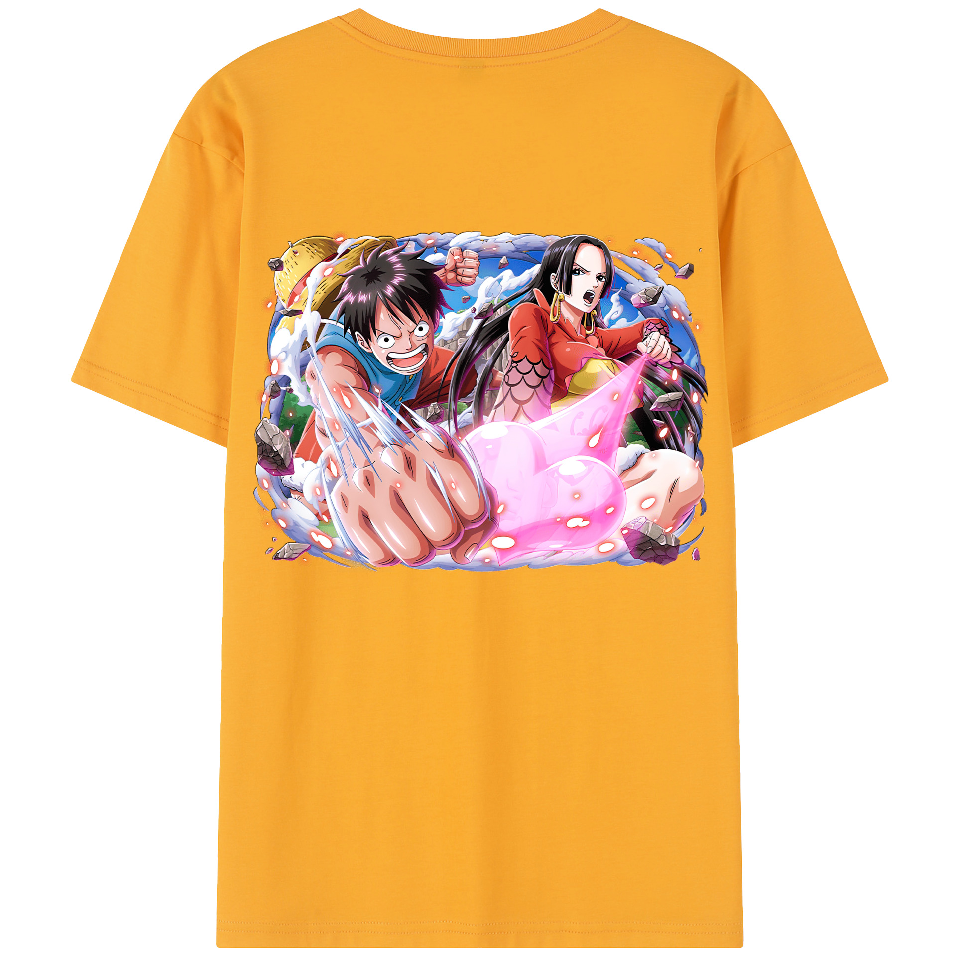 ワンピース モンキー・D・ルフィ ONE PIECE Monkey D. Luffy 綿100％半袖Tシャツ（背面プリント）