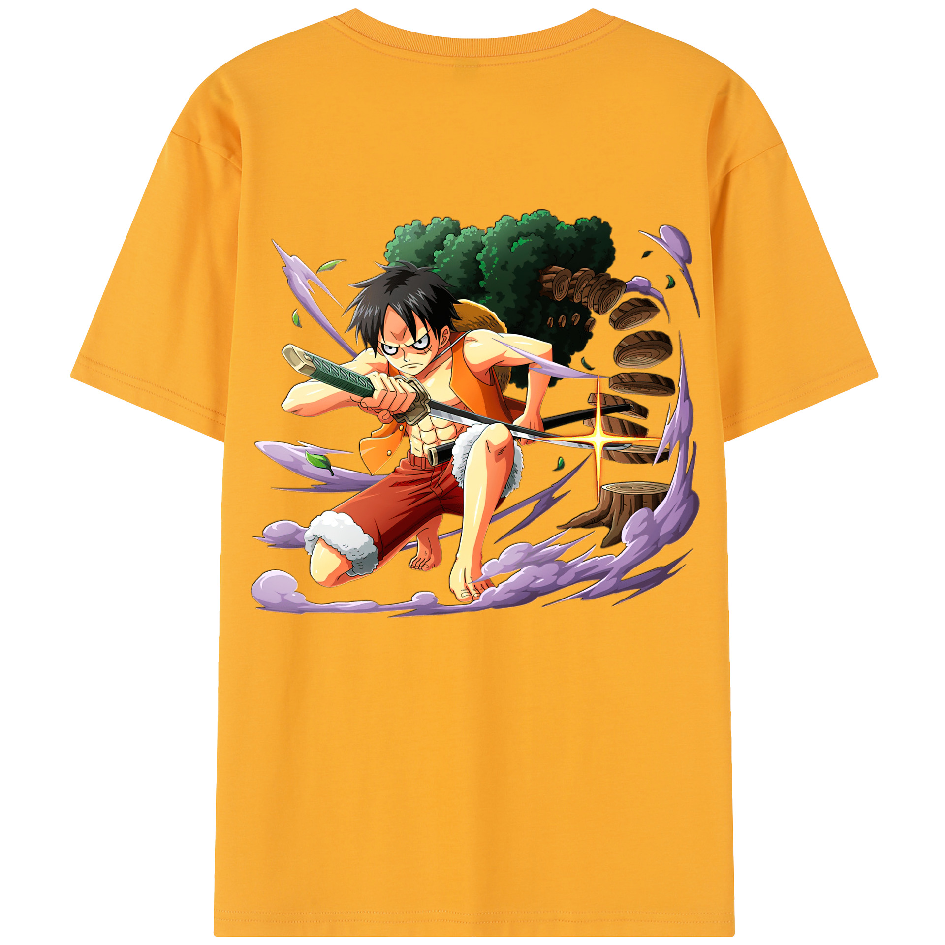 ワンピース モンキー・D・ルフィ ONE PIECE Monkey D. Luffy 綿100％半袖Tシャツ（背面プリント）