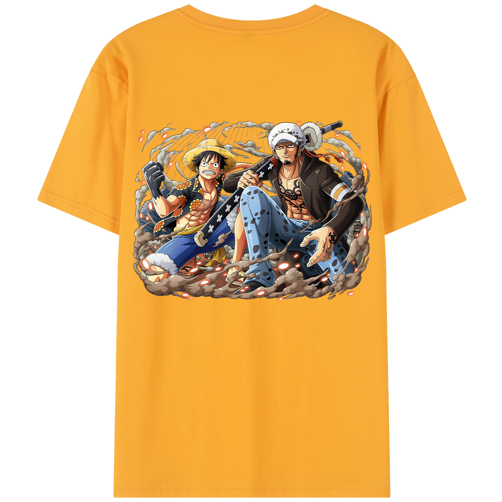 ワンピース モンキー・D・ルフィ ONE PIECE Monkey D. Luffy 綿100％半袖Tシャツ（背面プリント）