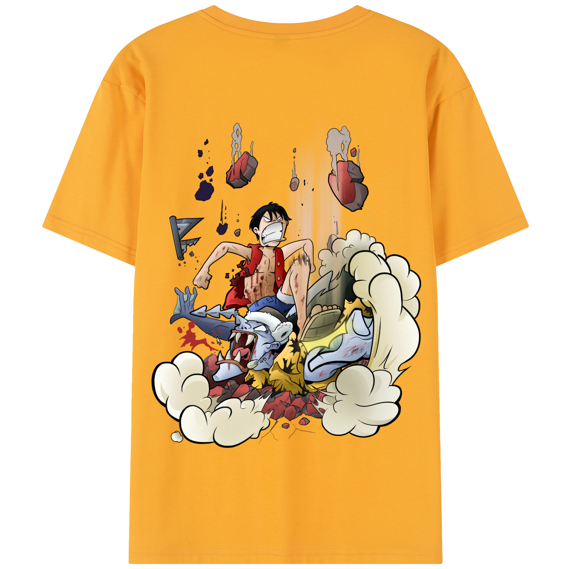 ワンピース モンキー・D・ルフィ ONE PIECE Monkey D. Luffy 綿100％半袖Tシャツ（背面プリント）