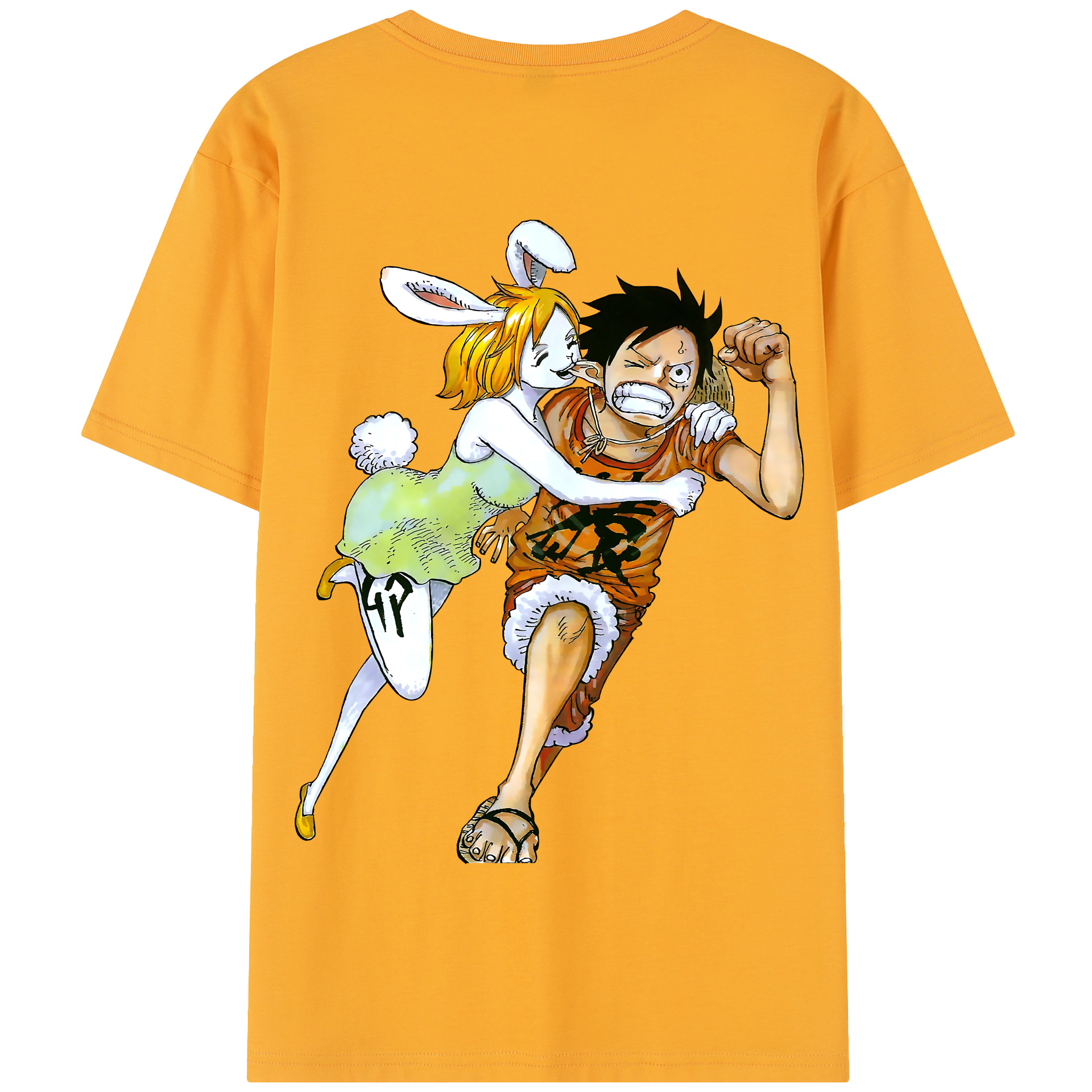 ワンピース モンキー・D・ルフィ ONE PIECE Monkey D. Luffy 綿100％半袖Tシャツ（背面プリント）