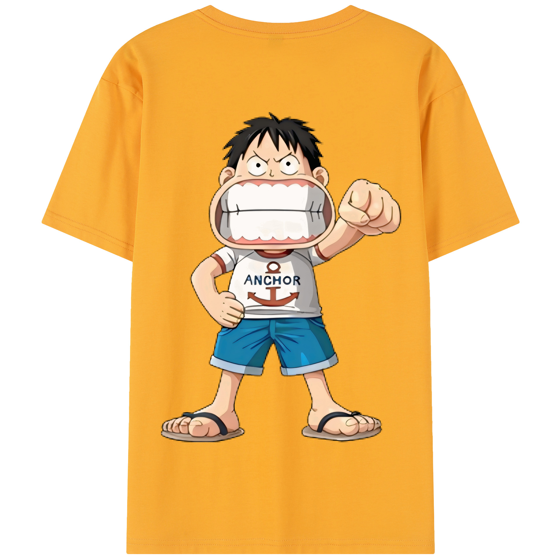ワンピース モンキー・D・ルフィ ONE PIECE Monkey D. Luffy 綿100％半袖Tシャツ（背面プリント）