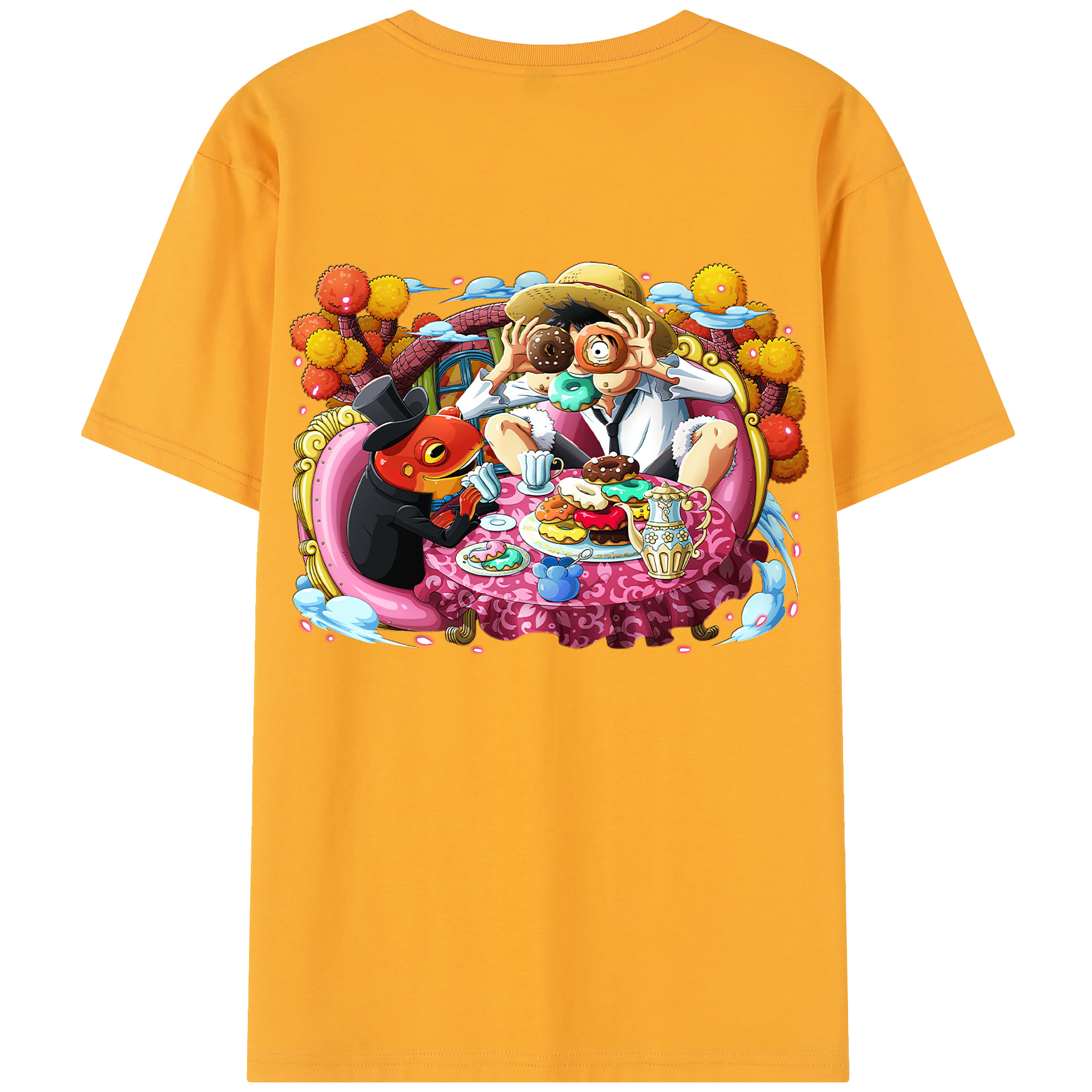 ワンピース モンキー・D・ルフィ ONE PIECE Monkey D. Luffy 綿100％半袖Tシャツ（背面プリント）