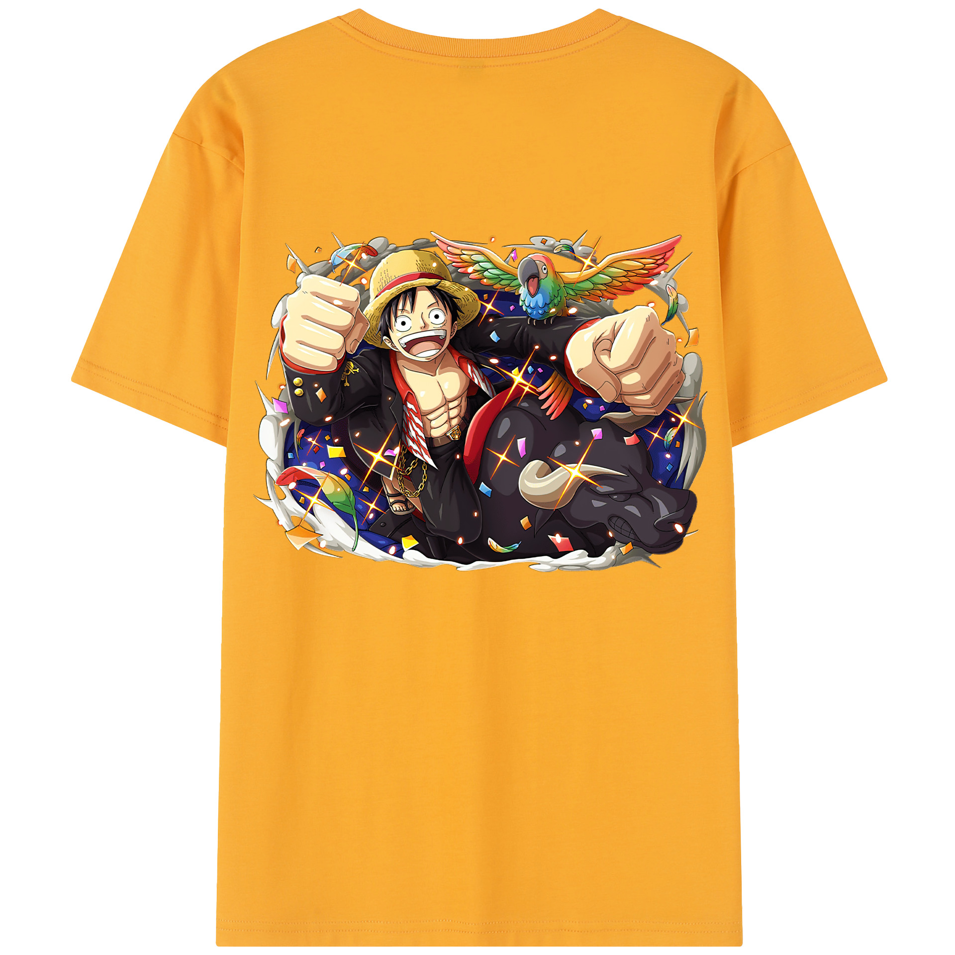 ワンピース モンキー・D・ルフィ ONE PIECE Monkey D. Luffy 綿100％半袖Tシャツ（背面プリント）