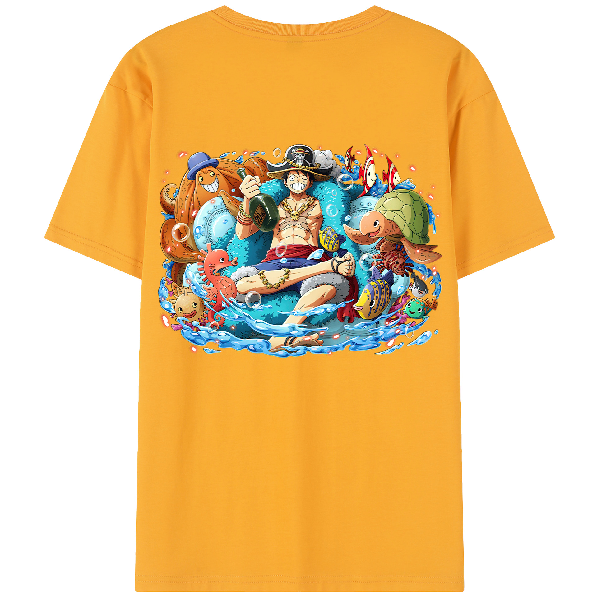 ワンピース モンキー・D・ルフィ ONE PIECE Monkey D. Luffy 綿100％半袖Tシャツ（背面プリント）