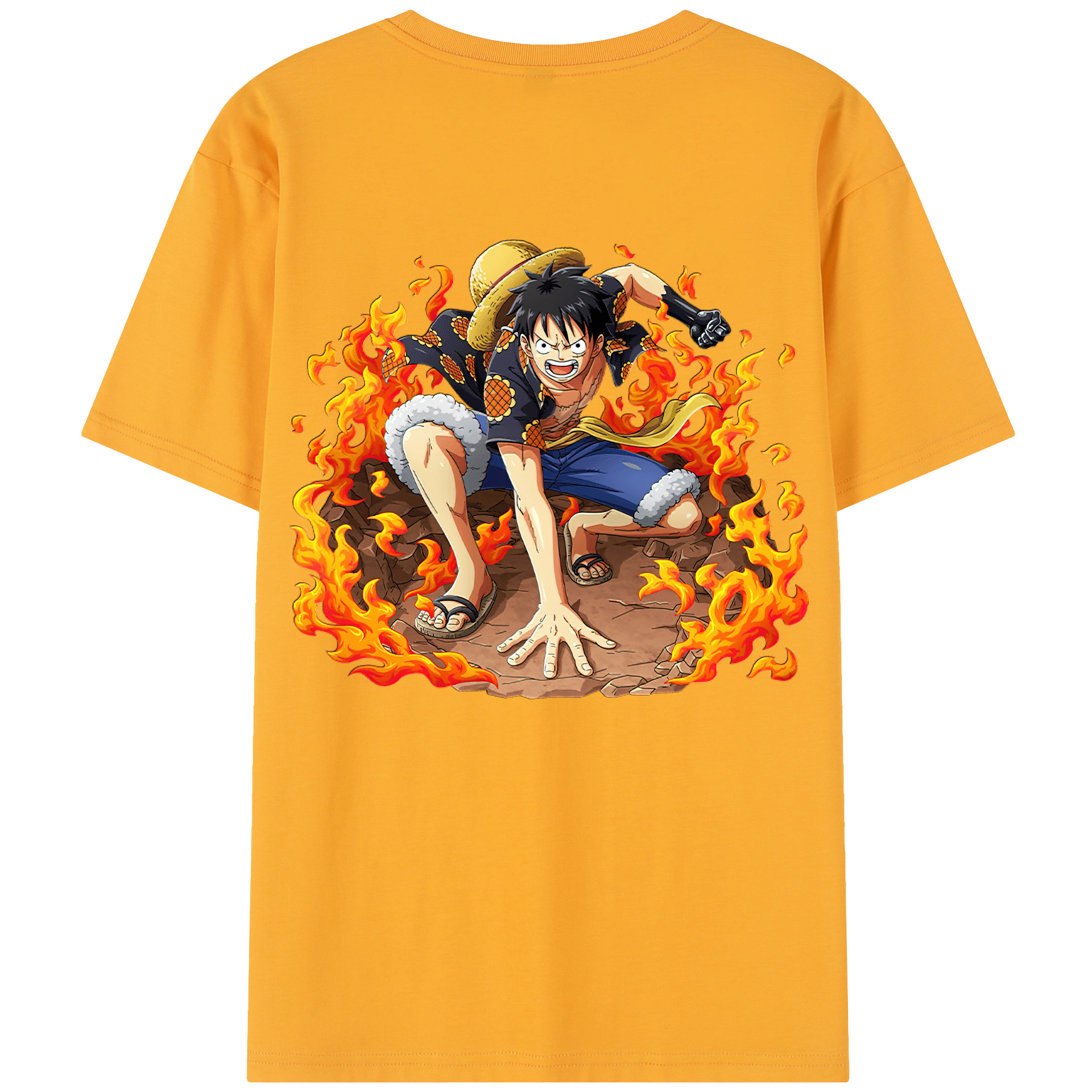ワンピース モンキー・D・ルフィ ONE PIECE Monkey D. Luffy 綿100％半袖Tシャツ（背面プリント）