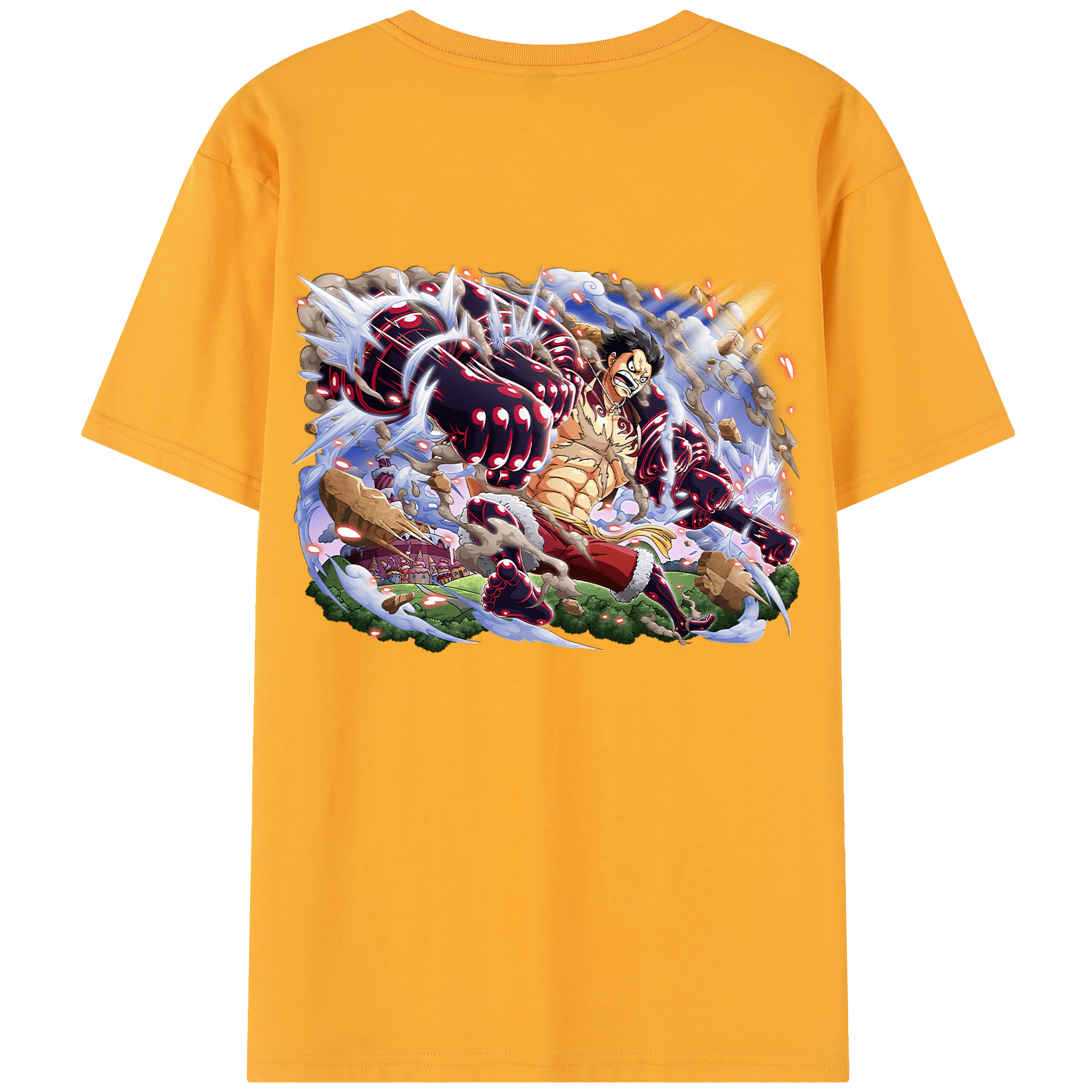 ワンピース モンキー・D・ルフィ ONE PIECE Monkey D. Luffy 綿100％半袖Tシャツ（背面プリント）