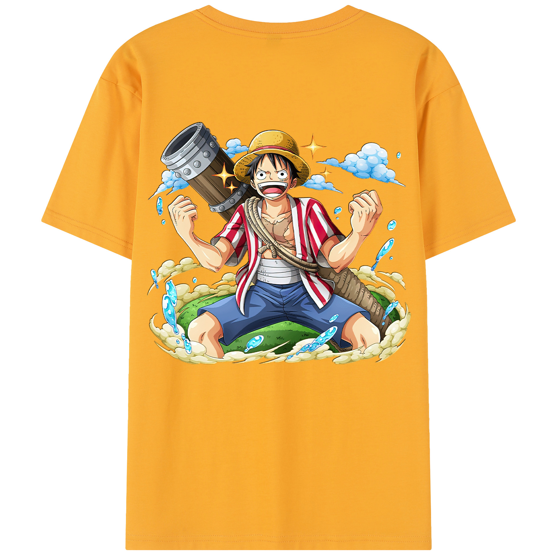ワンピース モンキー・D・ルフィ ONE PIECE Monkey D. Luffy 綿100％半袖Tシャツ（背面プリント）