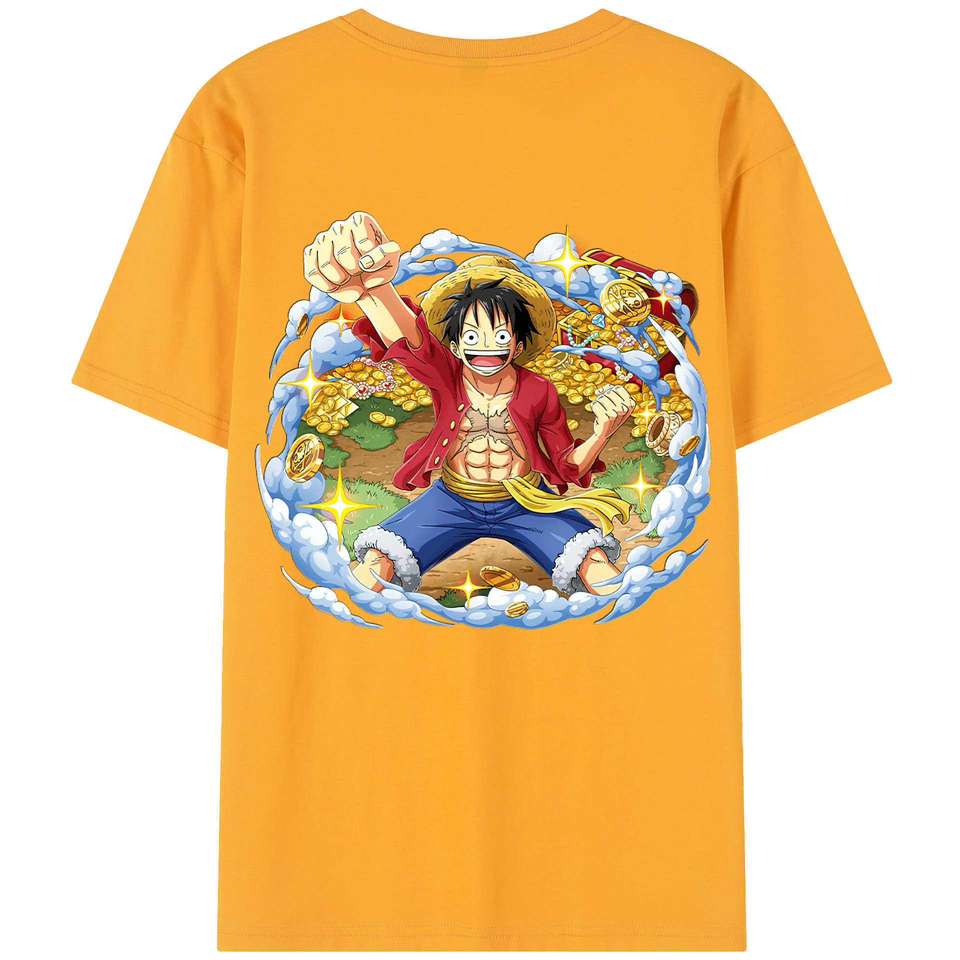 ワンピース モンキー・D・ルフィ ONE PIECE Monkey D. Luffy 綿100％半袖Tシャツ（背面プリント）
