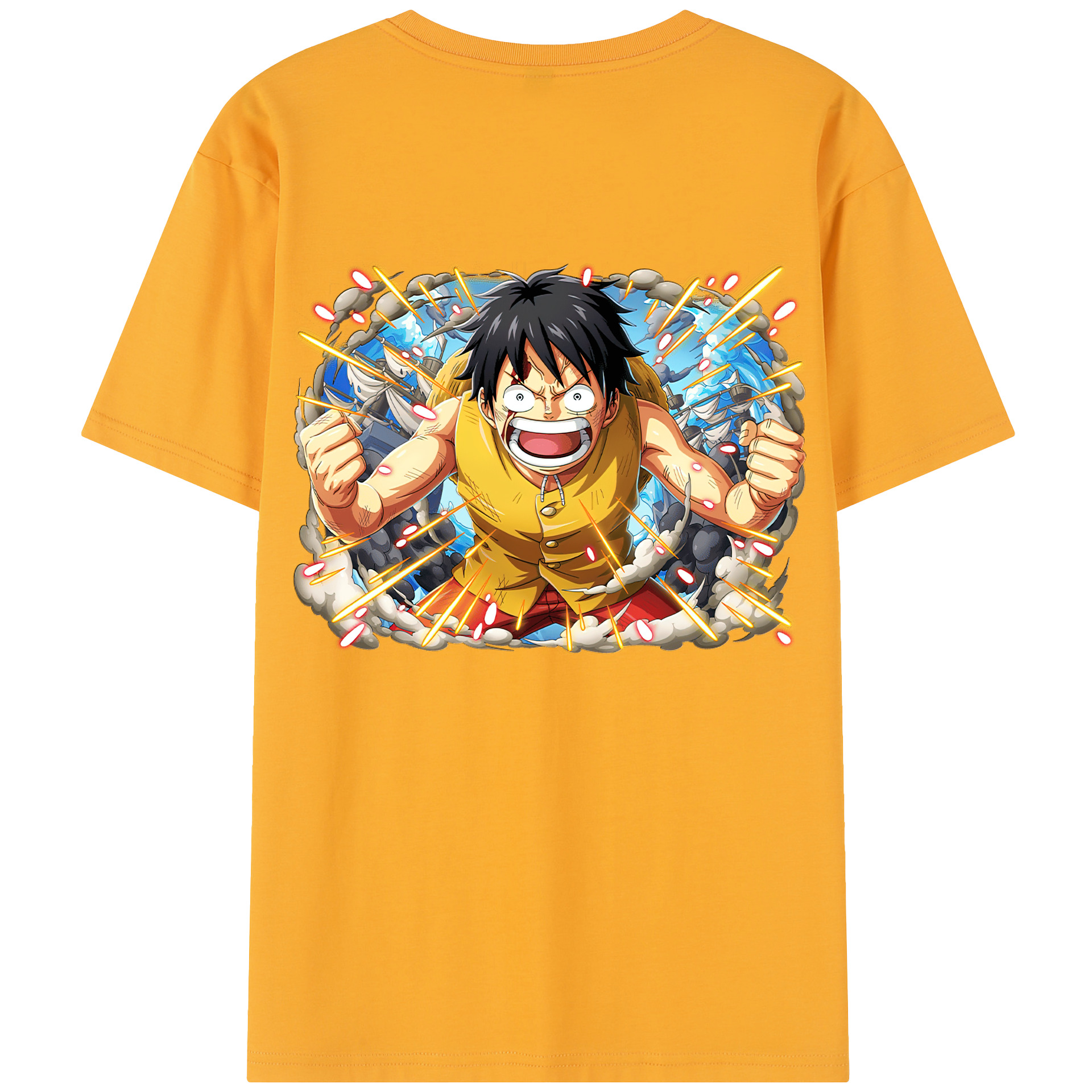 ワンピース モンキー・D・ルフィ ONE PIECE Monkey D. Luffy 綿100％半袖Tシャツ（背面プリント）