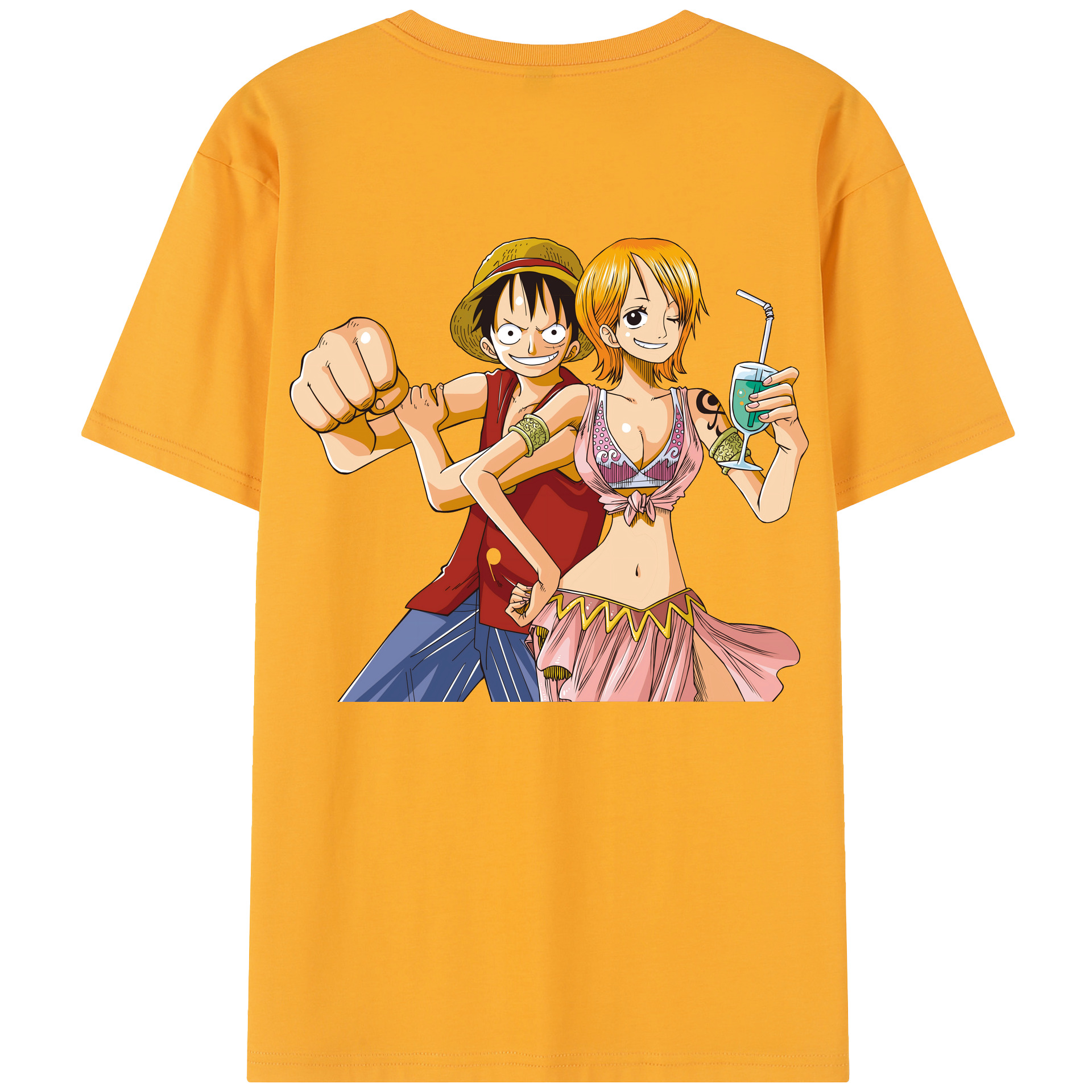 ワンピース モンキー・D・ルフィ ONE PIECE Monkey D. Luffy 綿100％半袖Tシャツ（背面プリント）