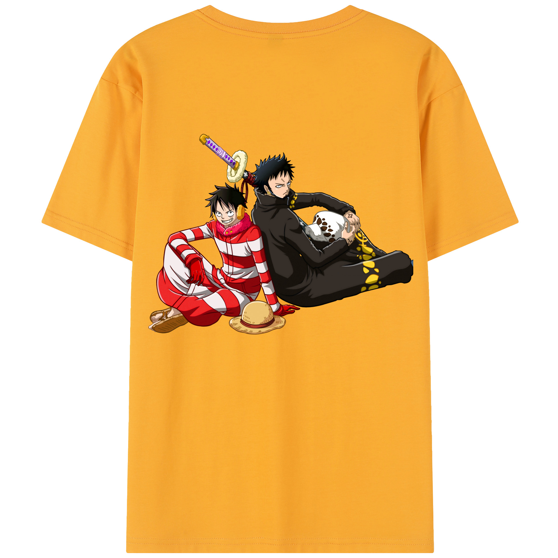 ワンピース モンキー・D・ルフィ ONE PIECE Monkey D. Luffy 綿100％半袖Tシャツ（背面プリント）