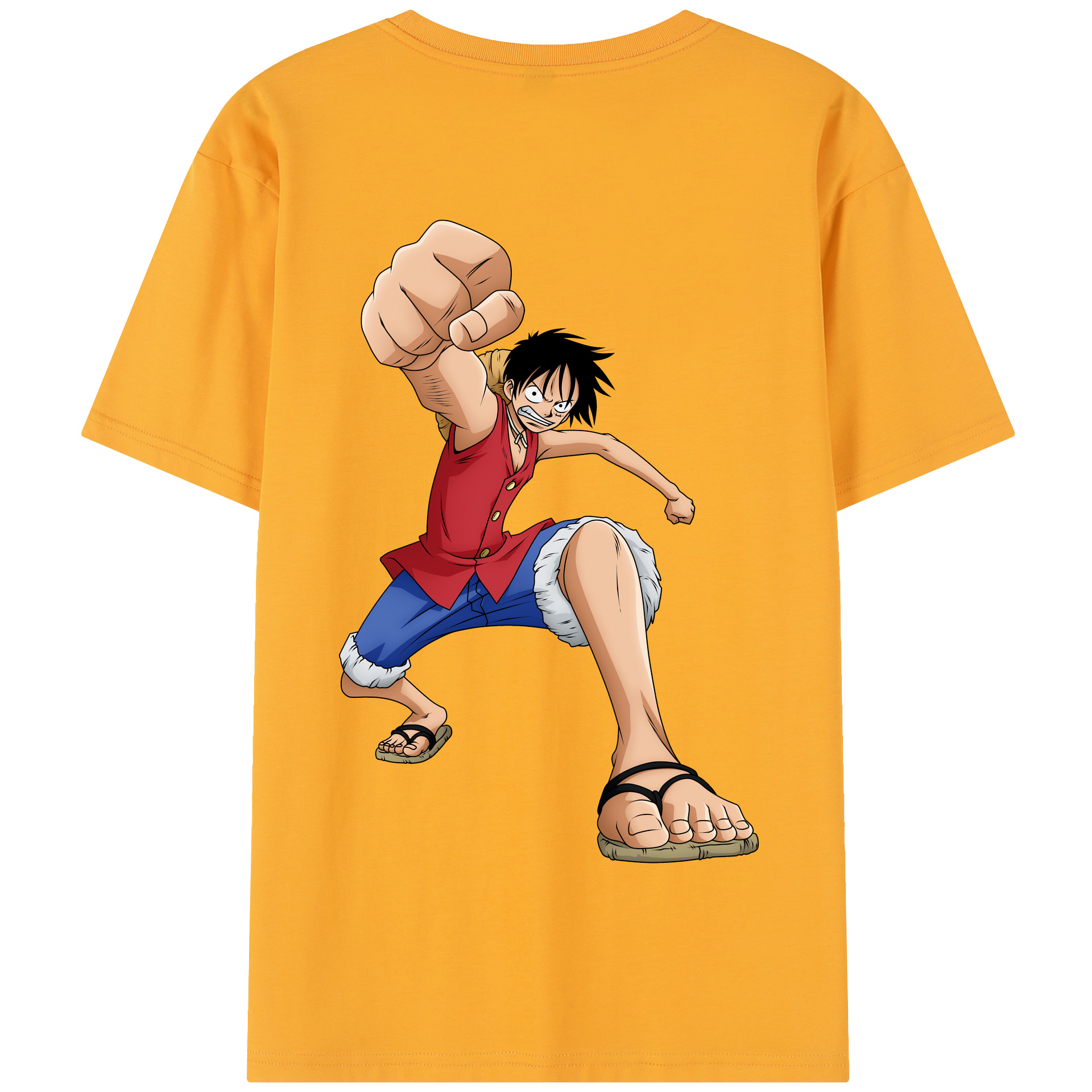ワンピース モンキー・D・ルフィ ONE PIECE Monkey D. Luffy 綿100％半袖Tシャツ（背面プリント）
