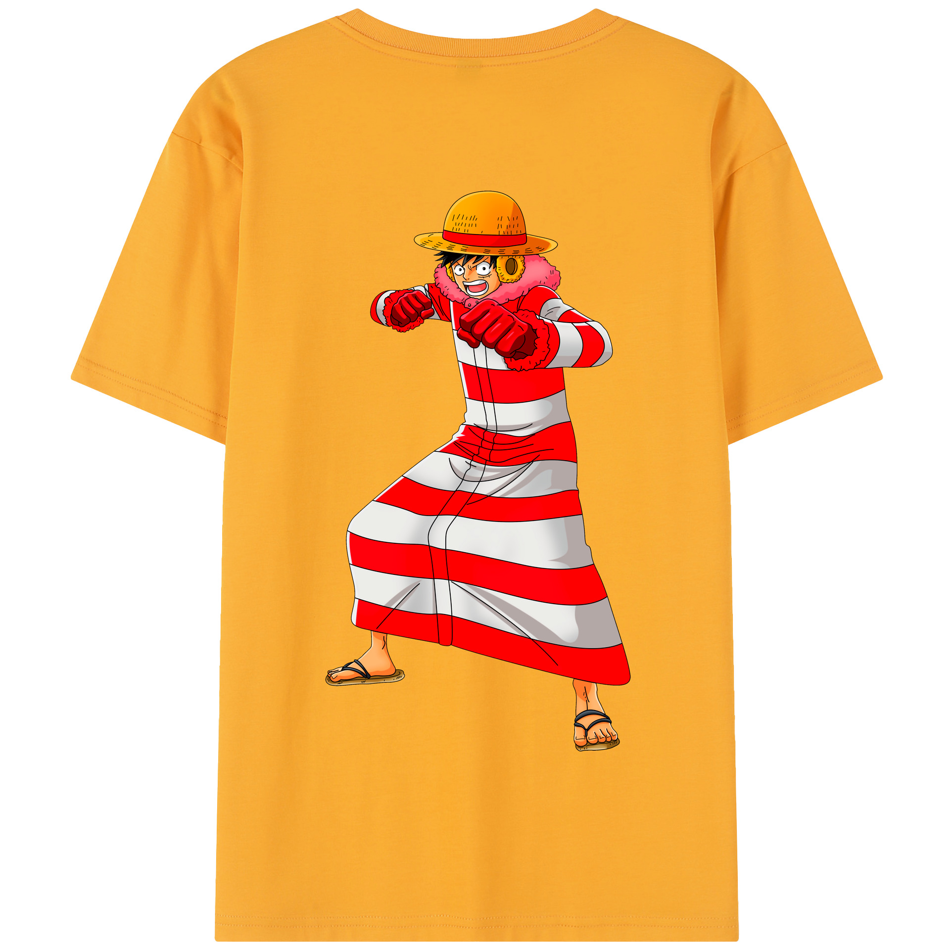 ワンピース モンキー・D・ルフィ ONE PIECE Monkey D. Luffy 綿100％半袖Tシャツ（背面プリント）