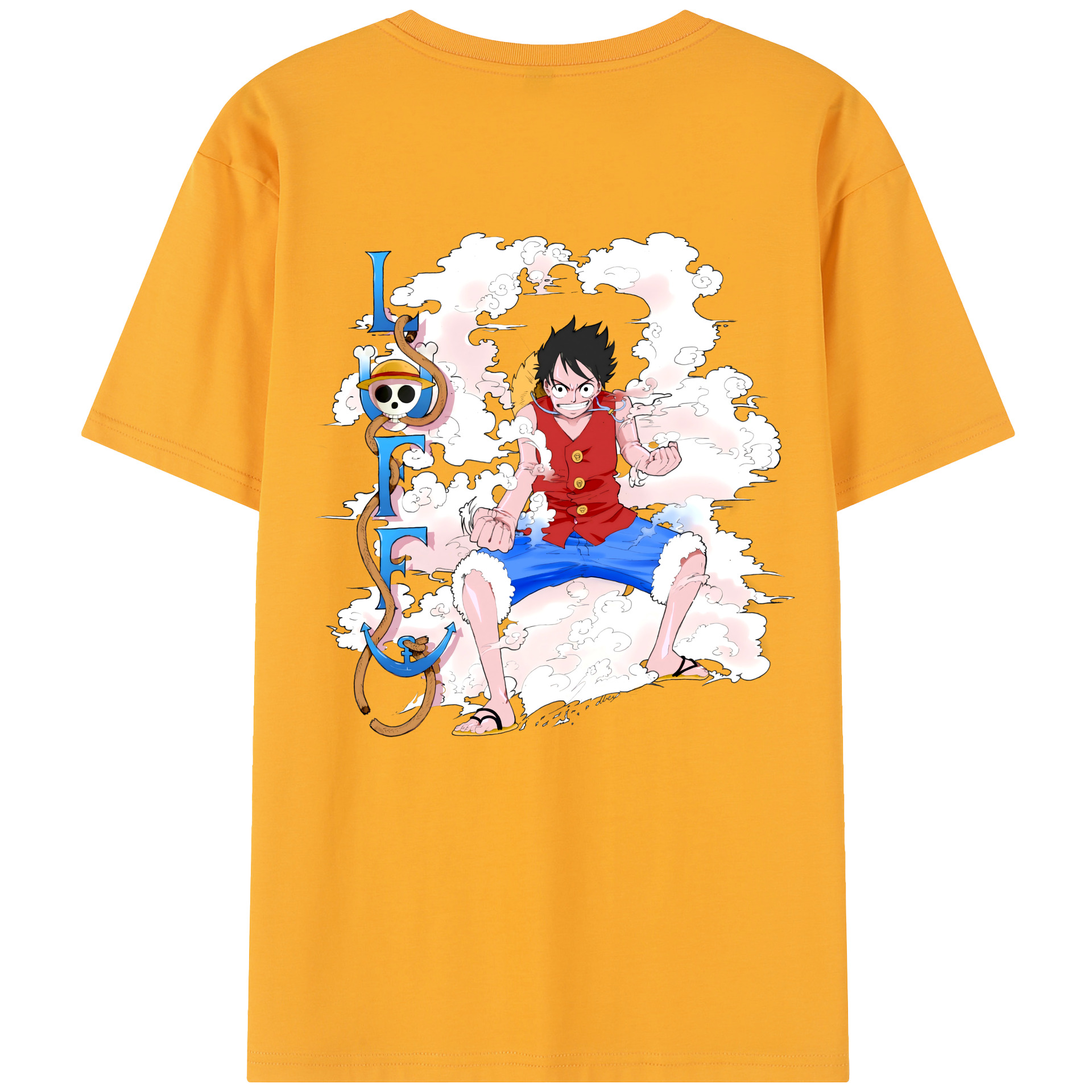 ワンピース モンキー・D・ルフィ ONE PIECE Monkey D. Luffy 綿100％半袖Tシャツ（背面プリント）