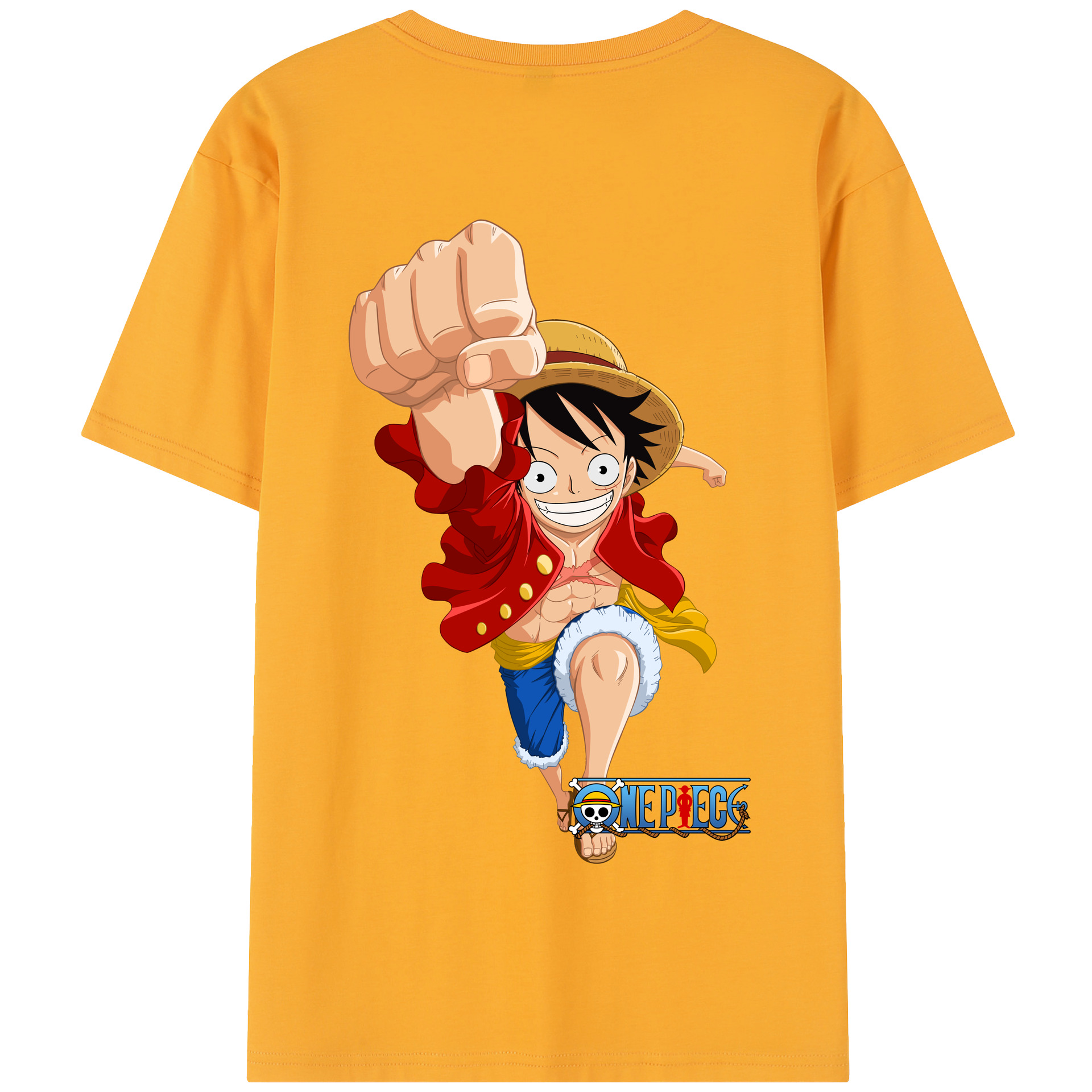ワンピース モンキー・D・ルフィ ONE PIECE Monkey D. Luffy 綿100％半袖Tシャツ（背面プリント）