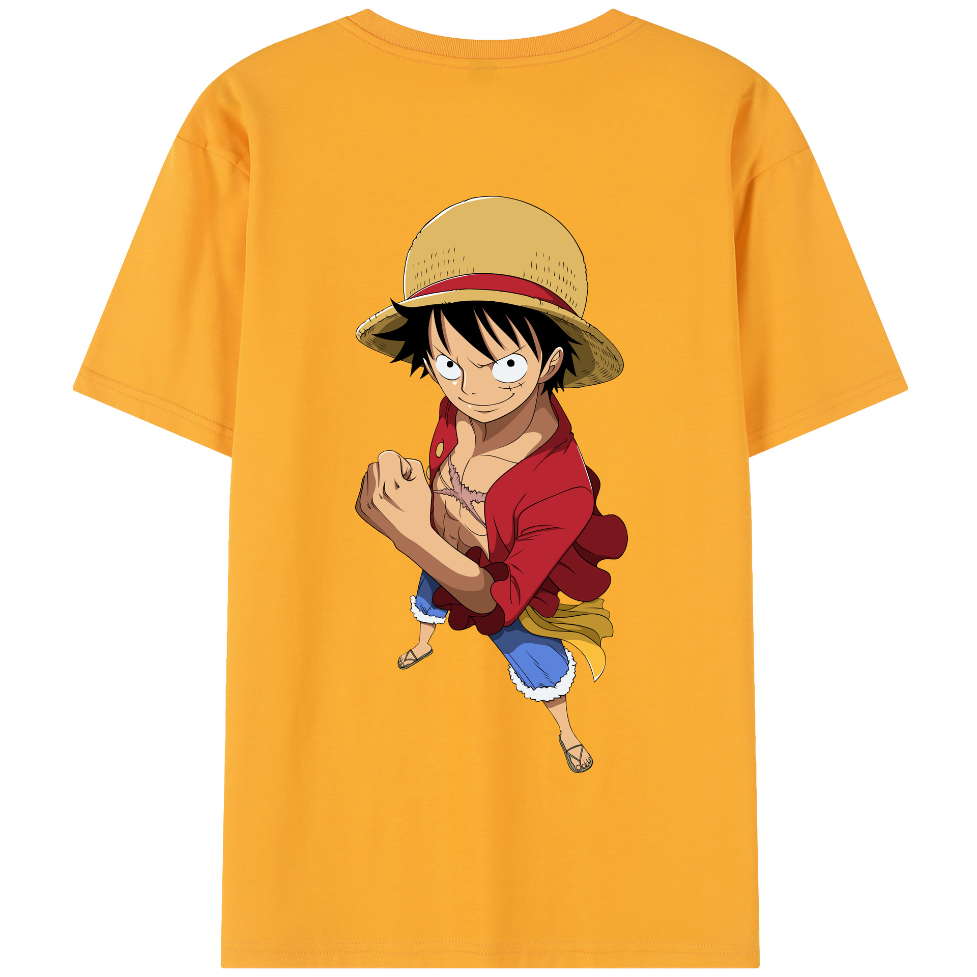 ワンピース モンキー・D・ルフィ ONE PIECE Monkey D. Luffy 綿100％半袖Tシャツ（背面プリント）