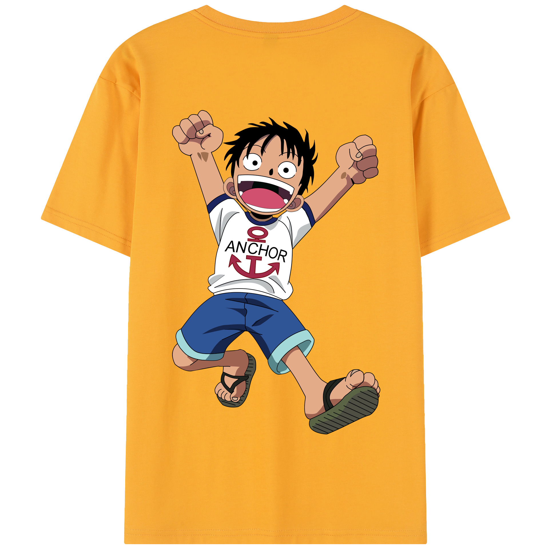 ワンピース モンキー・D・ルフィ ONE PIECE Monkey D. Luffy 綿100％半袖Tシャツ（背面プリント）