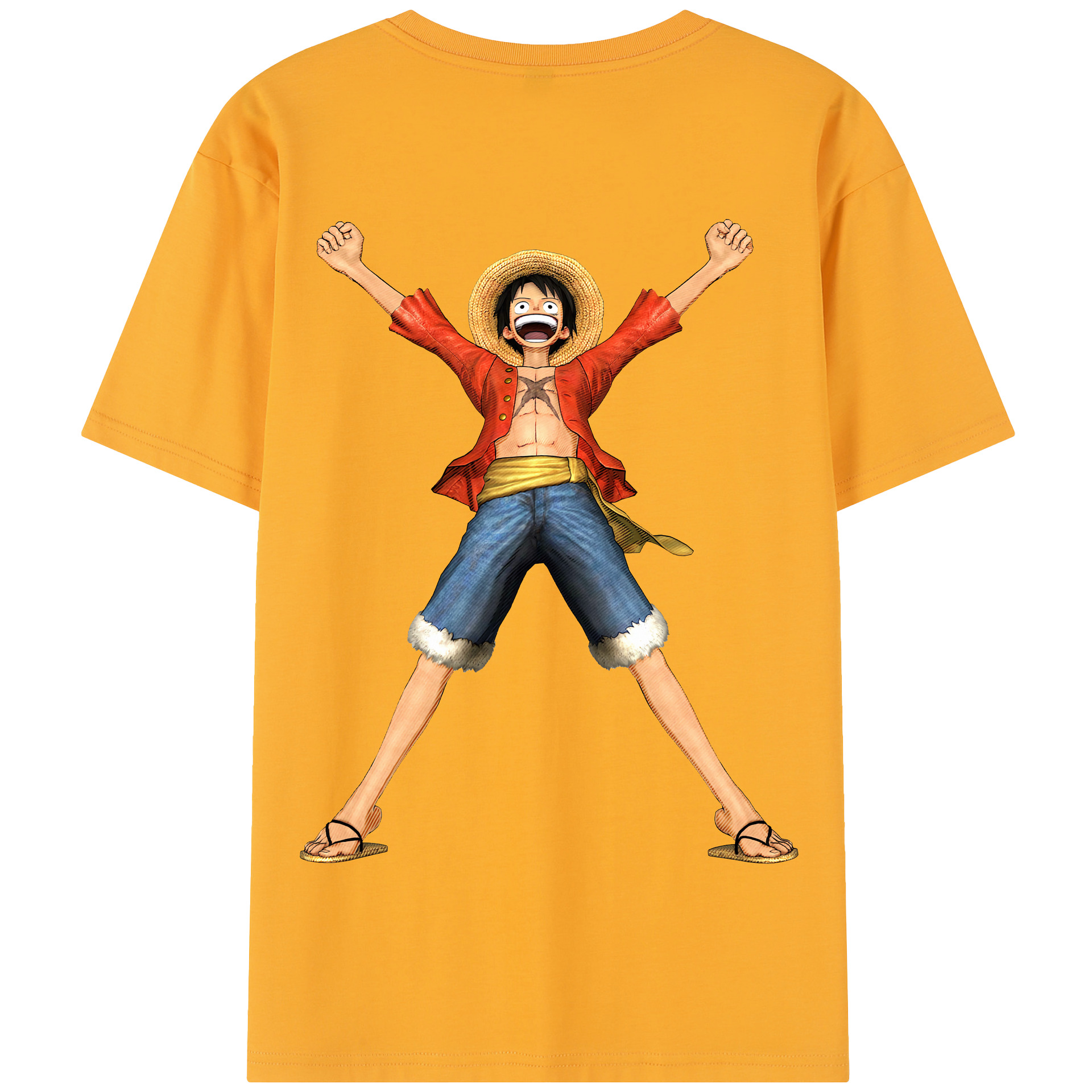 ワンピース モンキー・D・ルフィ ONE PIECE Monkey D. Luffy 綿100％半袖Tシャツ（背面プリント）