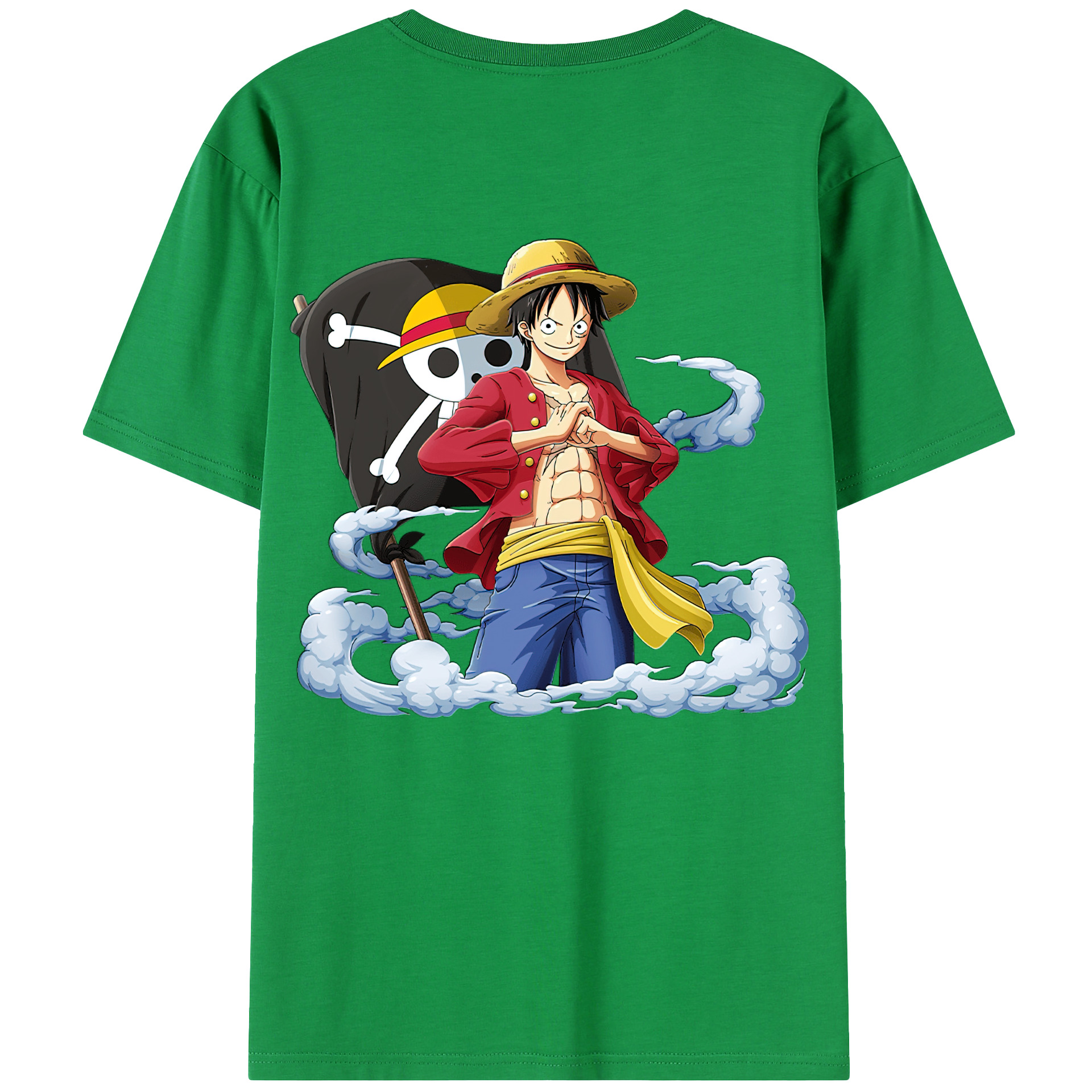 ワンピース モンキー・D・ルフィ ONE PIECE Monkey D. Luffy 綿100％半袖Tシャツ（背面プリント）