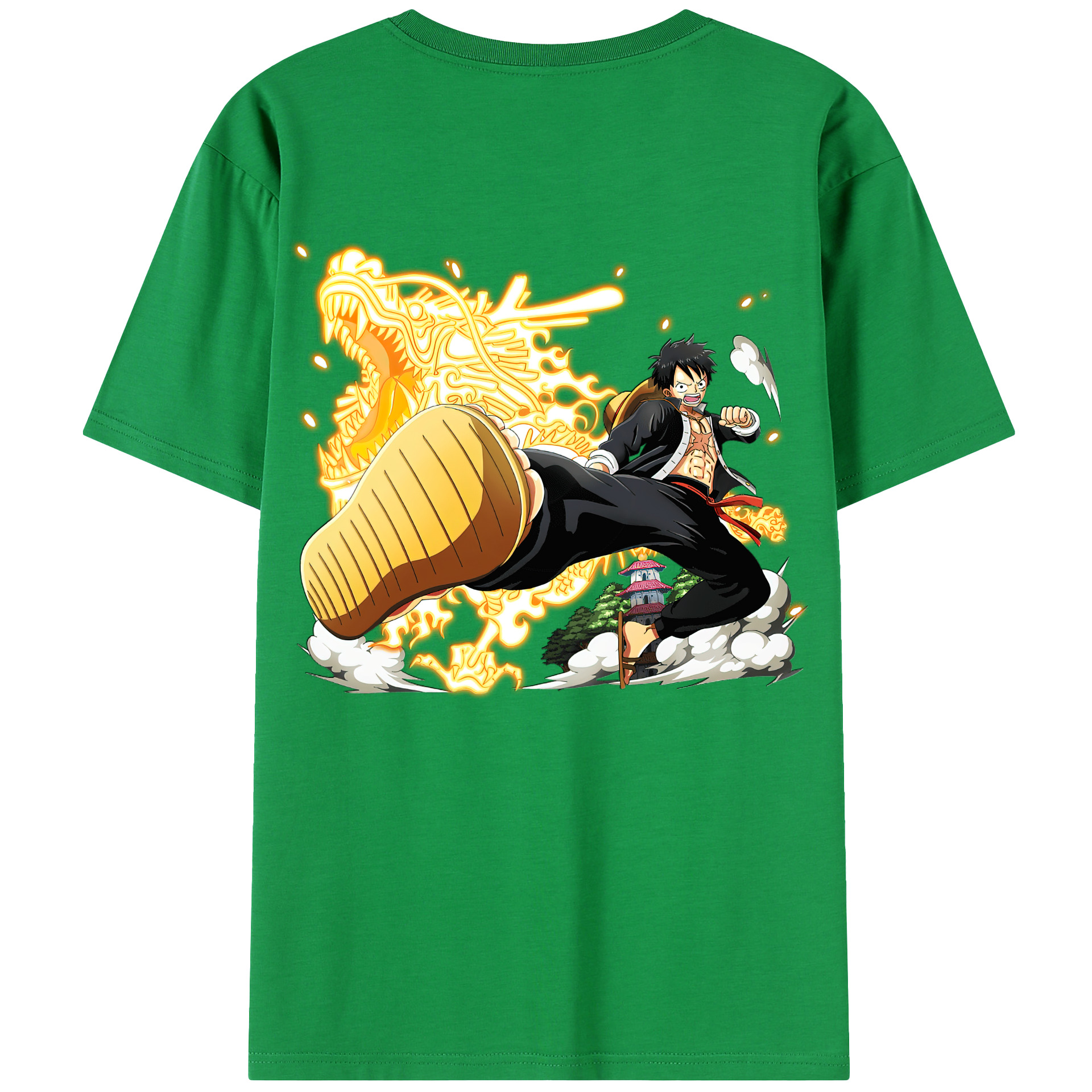 ワンピース モンキー・D・ルフィ ONE PIECE Monkey D. Luffy 綿100％半袖Tシャツ（背面プリント）