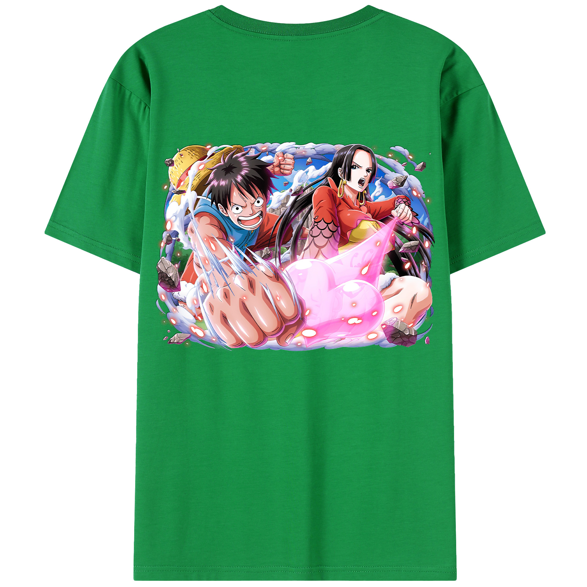 ワンピース モンキー・D・ルフィ ONE PIECE Monkey D. Luffy 綿100％半袖Tシャツ（背面プリント）