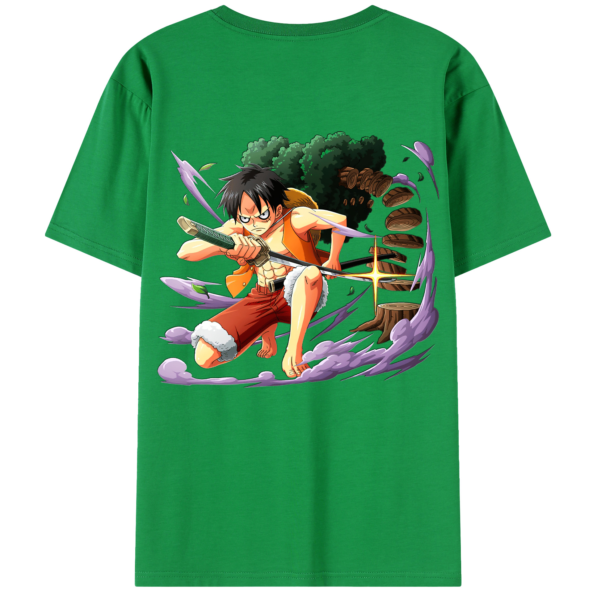 ワンピース モンキー・D・ルフィ ONE PIECE Monkey D. Luffy 綿100％半袖Tシャツ（背面プリント）