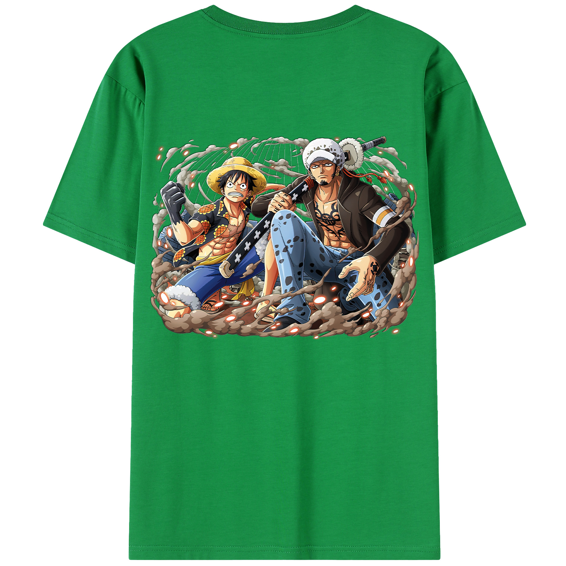 ワンピース モンキー・D・ルフィ ONE PIECE Monkey D. Luffy 綿100％半袖Tシャツ（背面プリント）