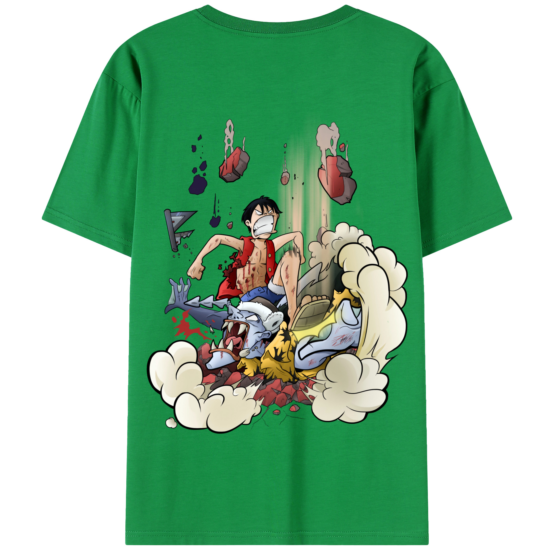 ワンピース モンキー・D・ルフィ ONE PIECE Monkey D. Luffy 綿100％半袖Tシャツ（背面プリント）