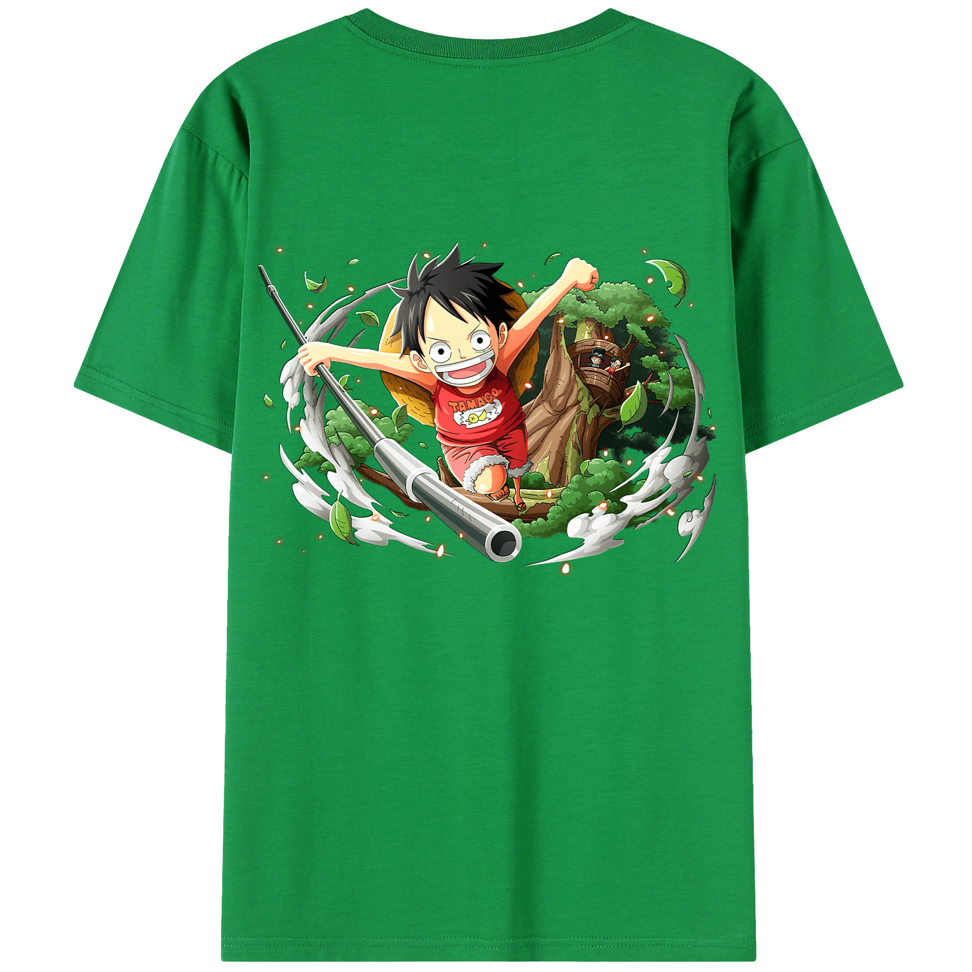 ワンピース モンキー・D・ルフィ ONE PIECE Monkey D. Luffy 綿100％半袖Tシャツ（背面プリント）
