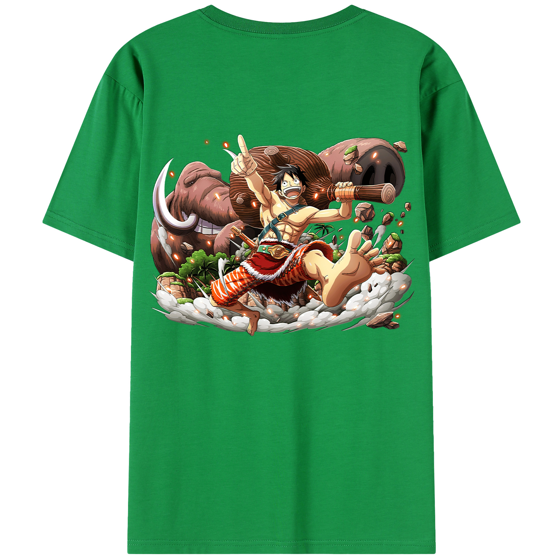 ワンピース モンキー・D・ルフィ ONE PIECE Monkey D. Luffy 綿100％半袖Tシャツ（背面プリント）