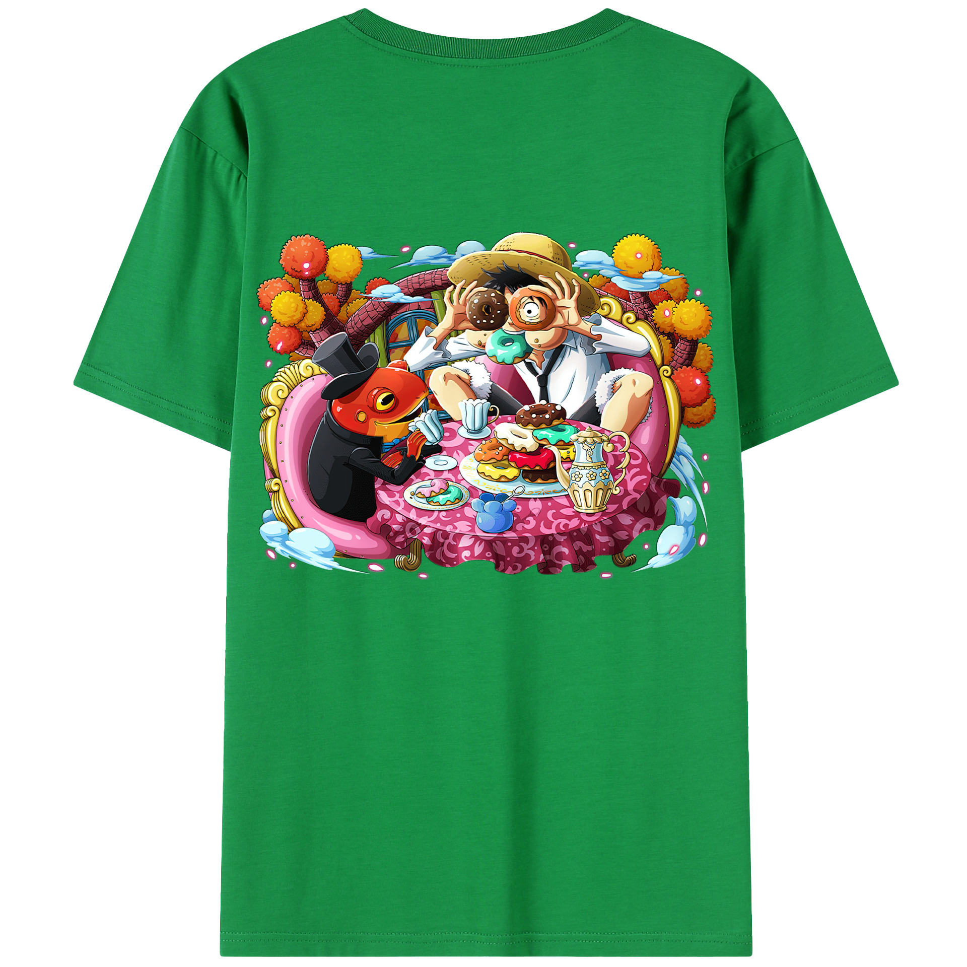 ワンピース モンキー・D・ルフィ ONE PIECE Monkey D. Luffy 綿100％半袖Tシャツ（背面プリント）