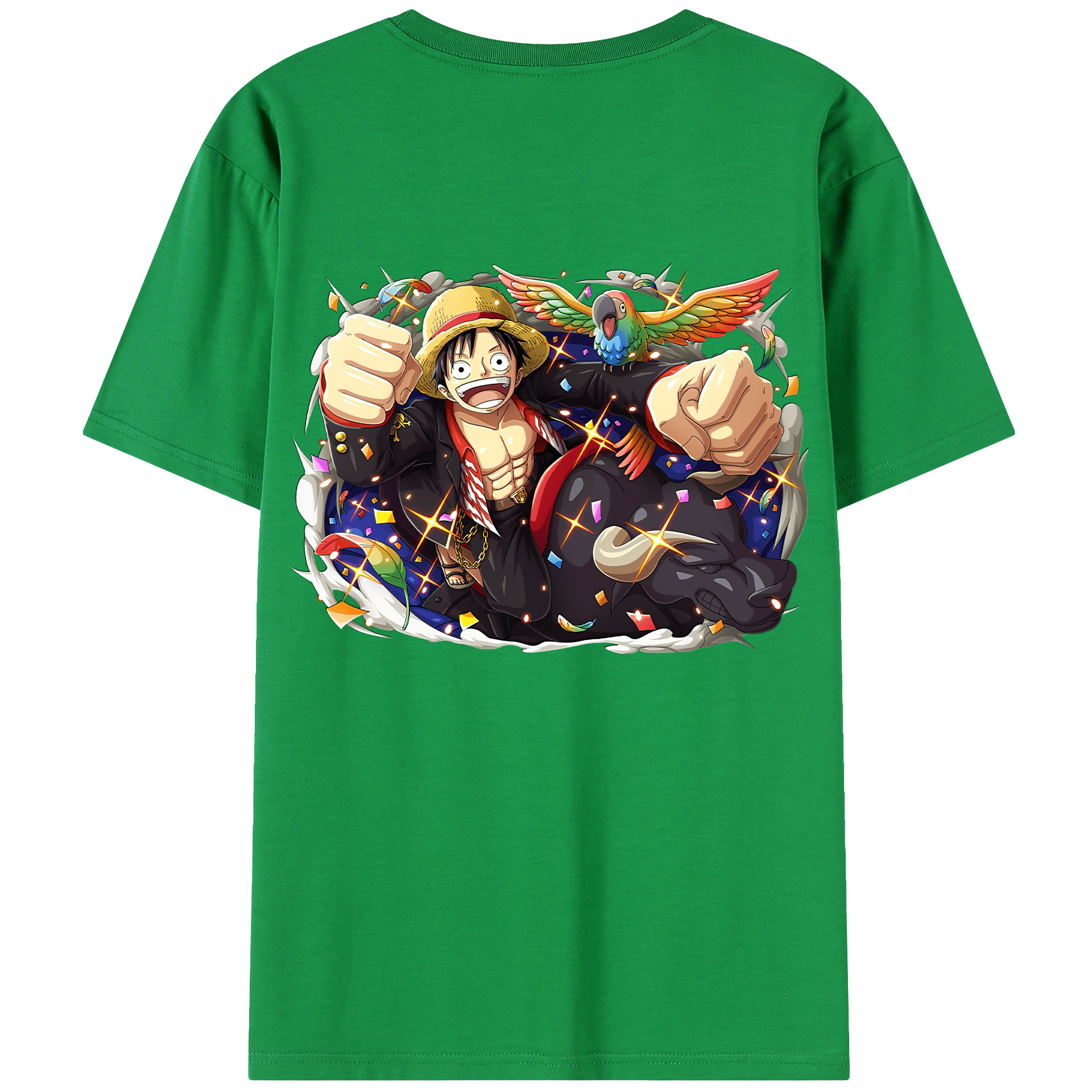 ワンピース モンキー・D・ルフィ ONE PIECE Monkey D. Luffy 綿100％半袖Tシャツ（背面プリント）