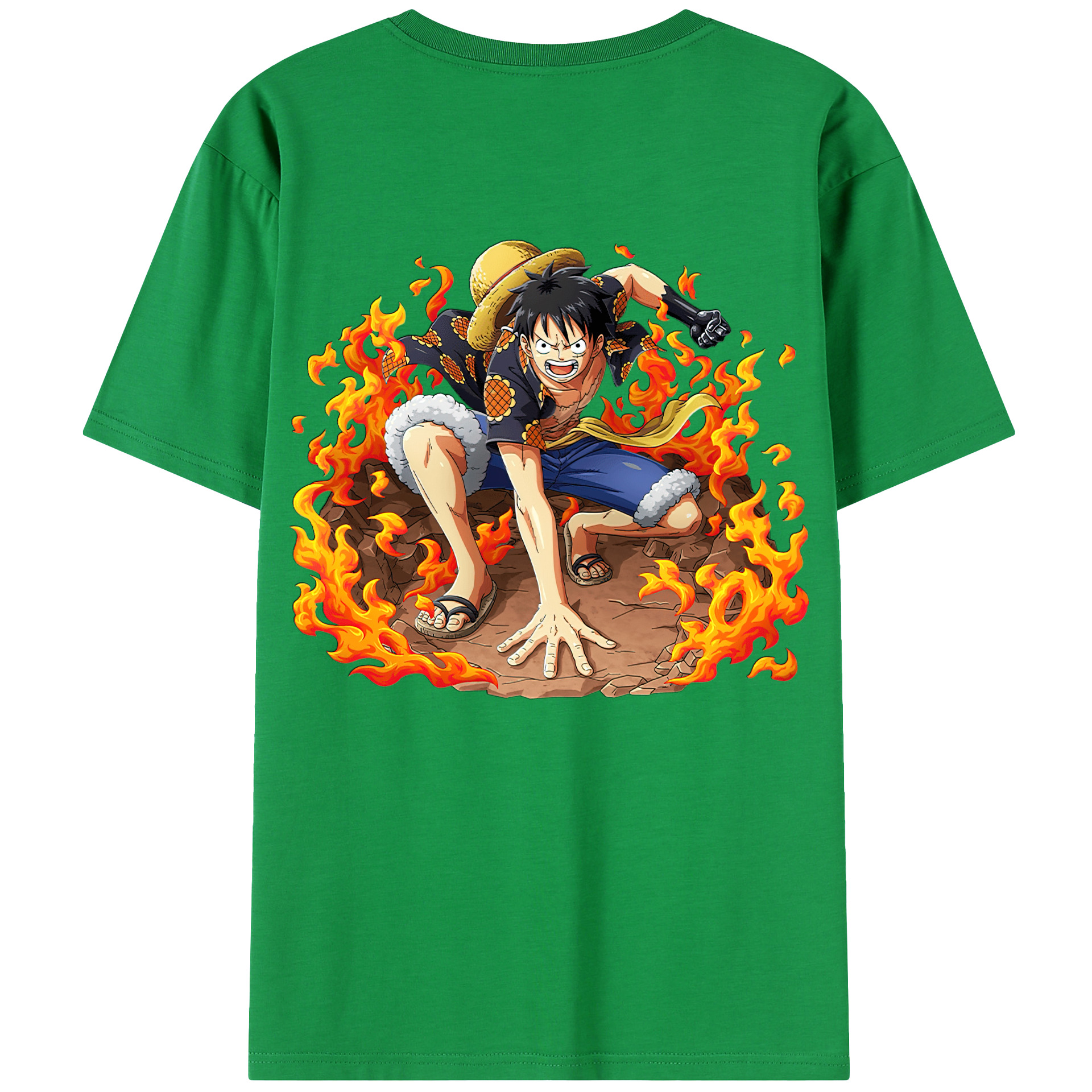 ワンピース モンキー・D・ルフィ ONE PIECE Monkey D. Luffy 綿100％半袖Tシャツ（背面プリント）