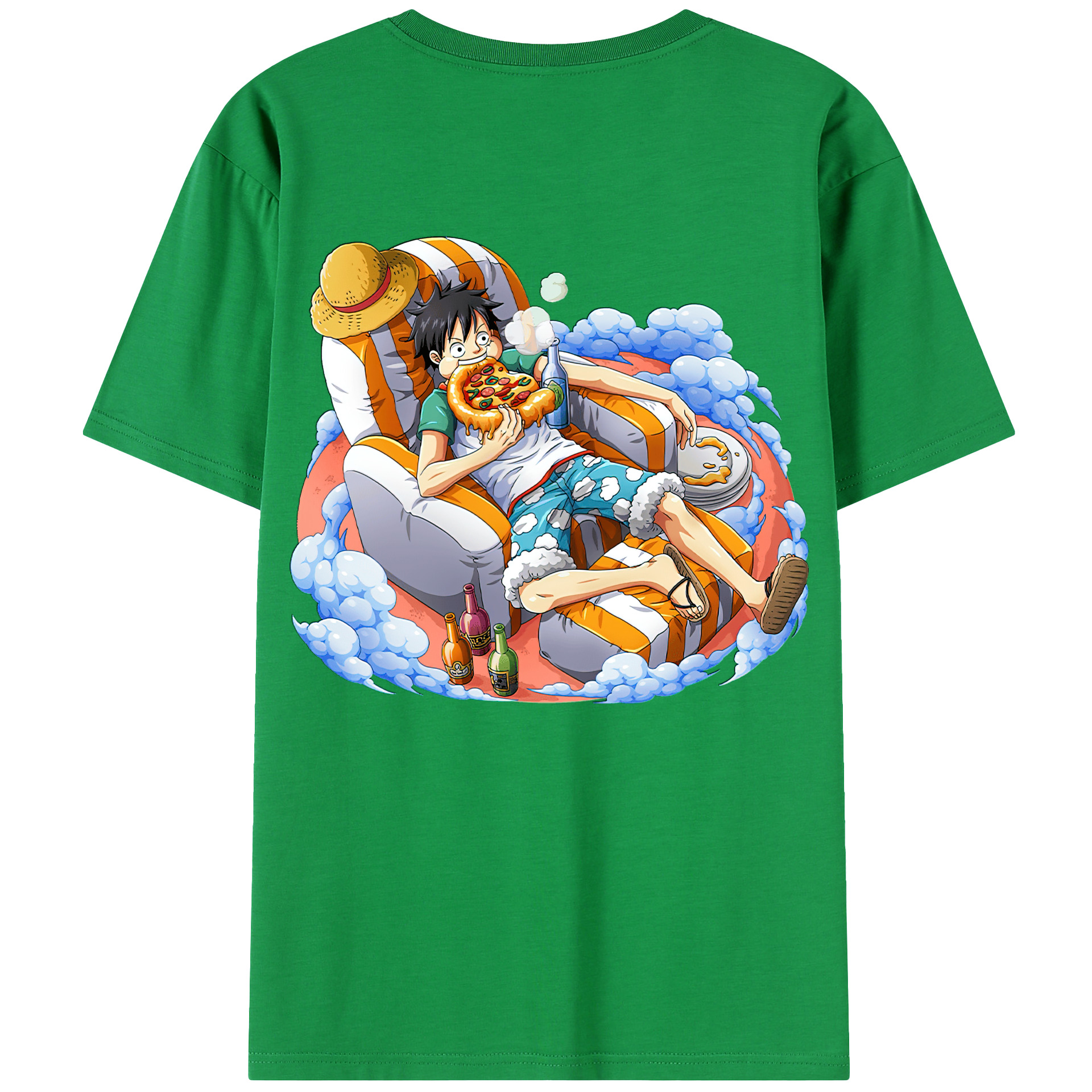 ワンピース モンキー・D・ルフィ ONE PIECE Monkey D. Luffy 綿100％半袖Tシャツ（背面プリント）