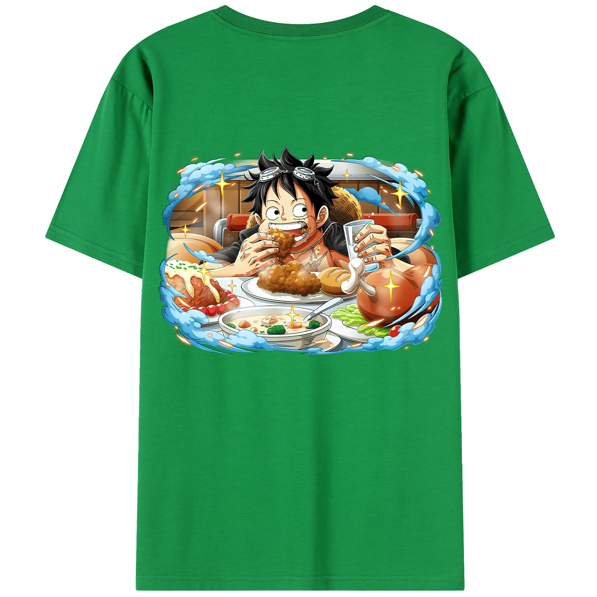 ワンピース モンキー・D・ルフィ ONE PIECE Monkey D. Luffy 綿100％半袖Tシャツ（背面プリント）