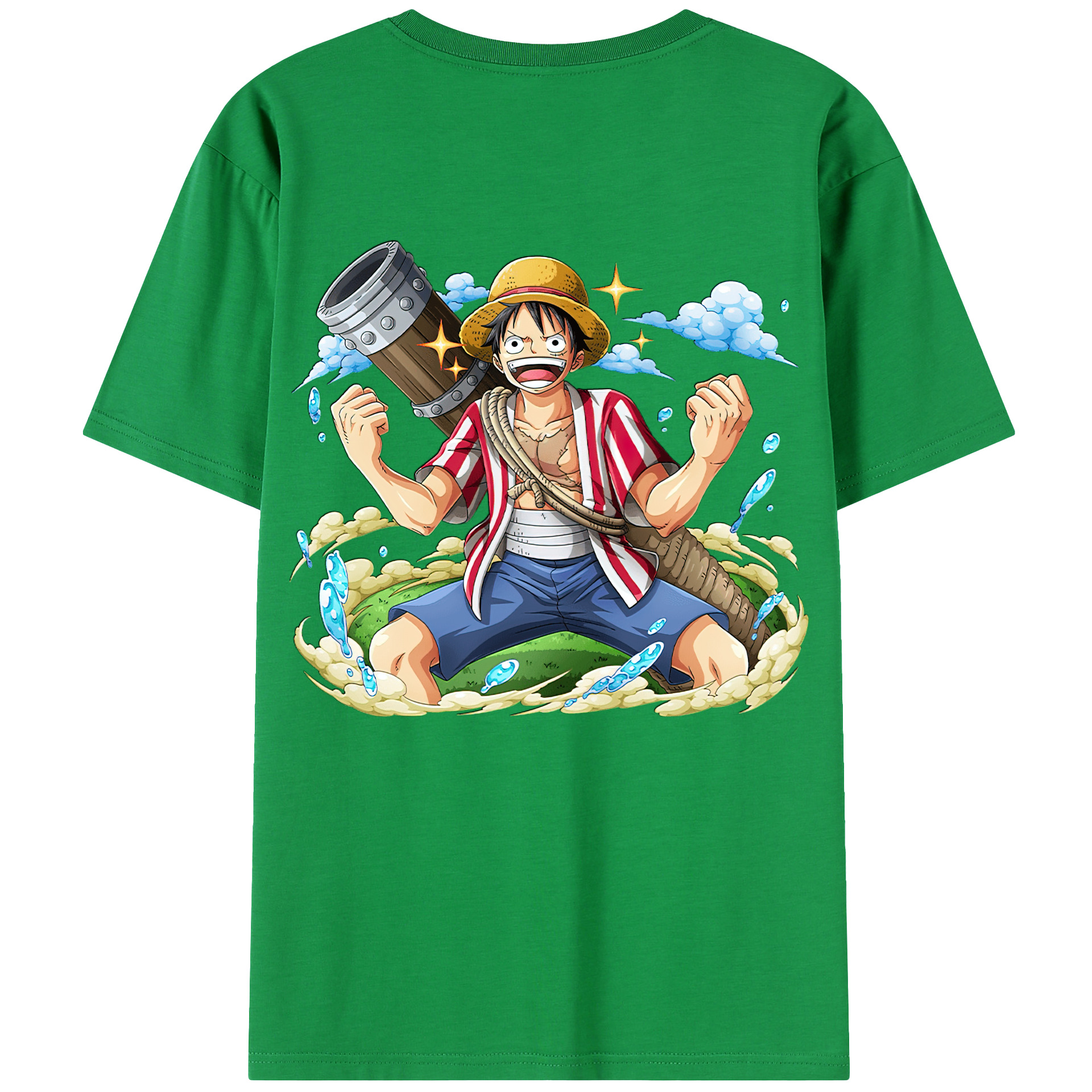 ワンピース モンキー・D・ルフィ ONE PIECE Monkey D. Luffy 綿100％半袖Tシャツ（背面プリント）