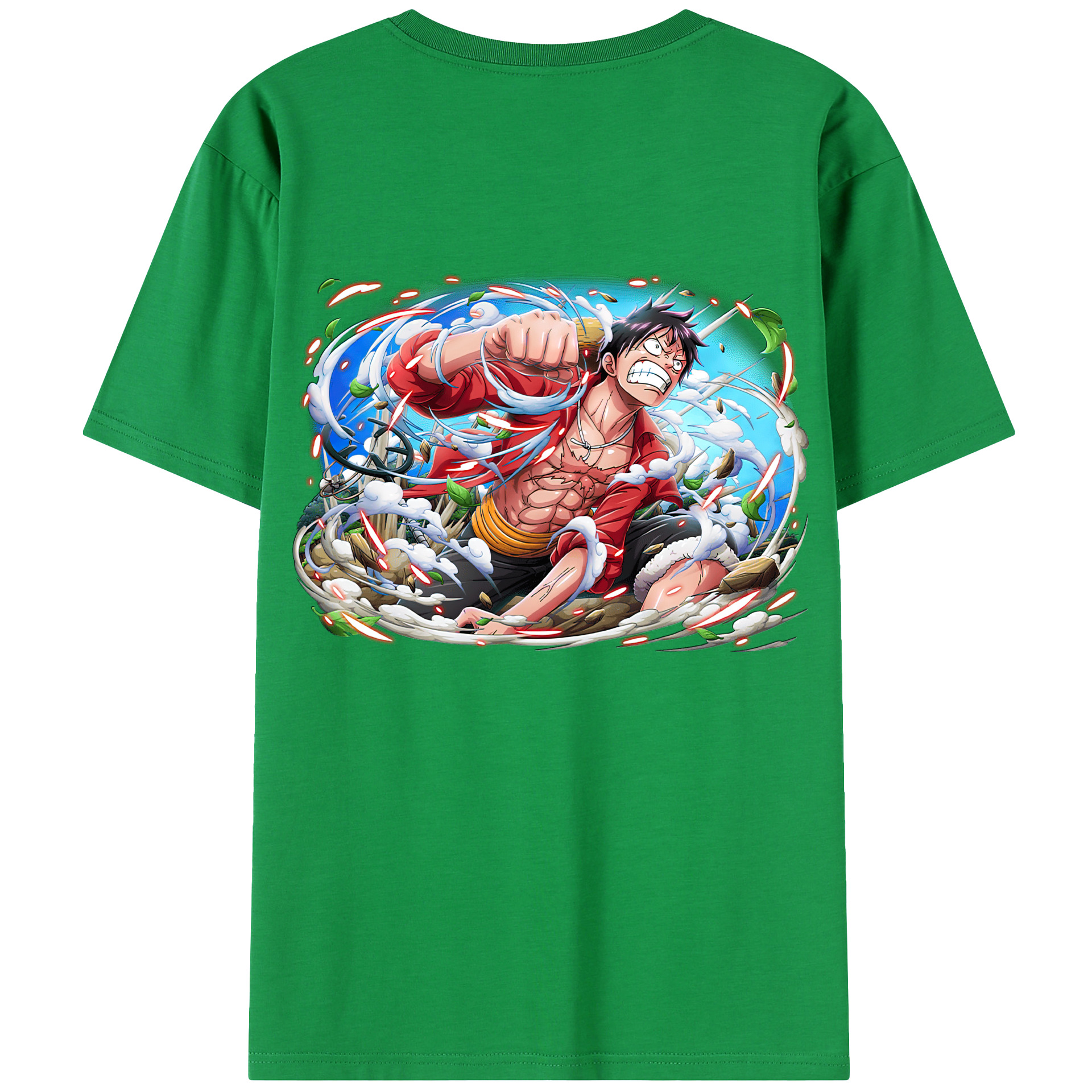 ワンピース モンキー・D・ルフィ ONE PIECE Monkey D. Luffy 綿100％半袖Tシャツ（背面プリント）