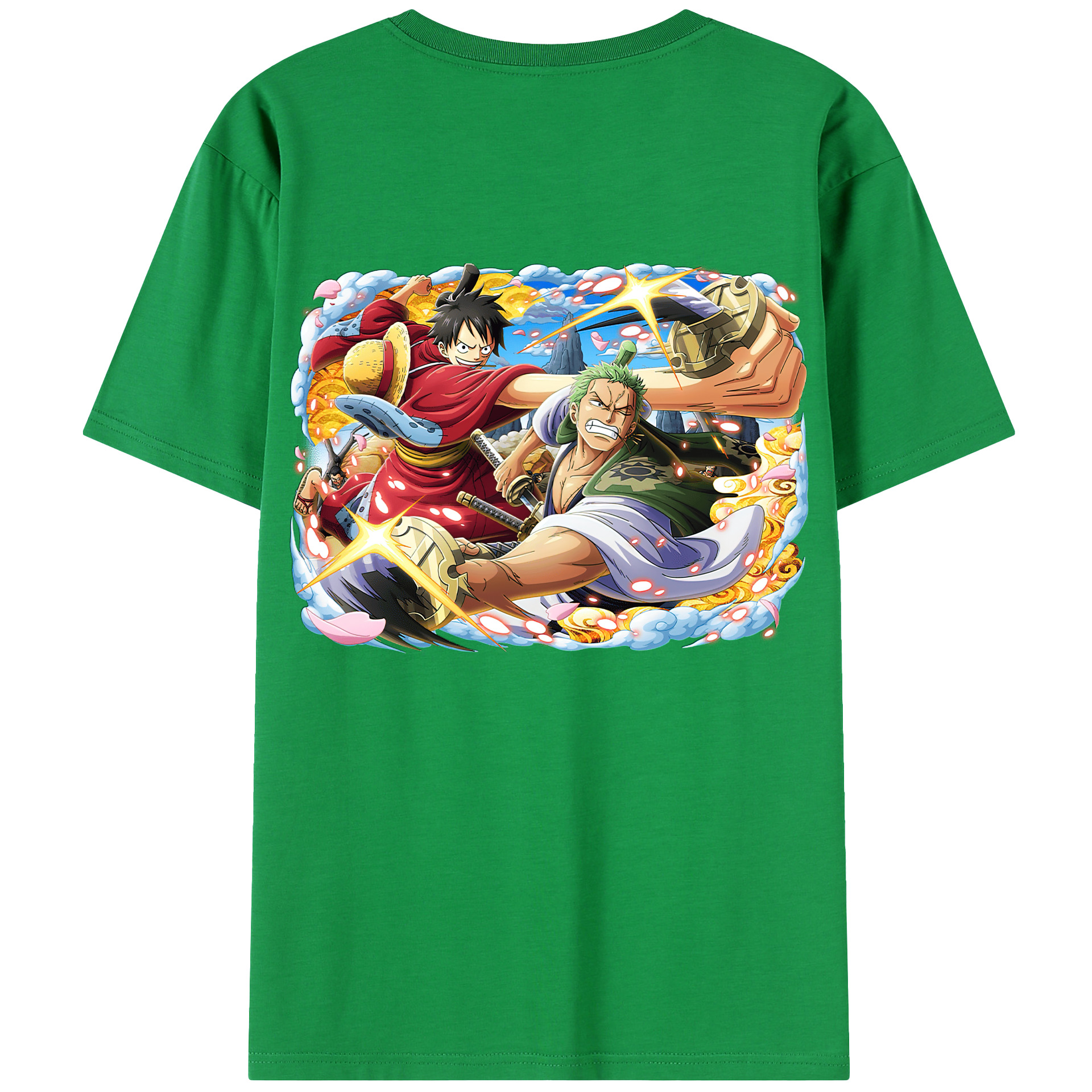 ワンピース モンキー・D・ルフィ ONE PIECE Monkey D. Luffy 綿100％半袖Tシャツ（背面プリント）
