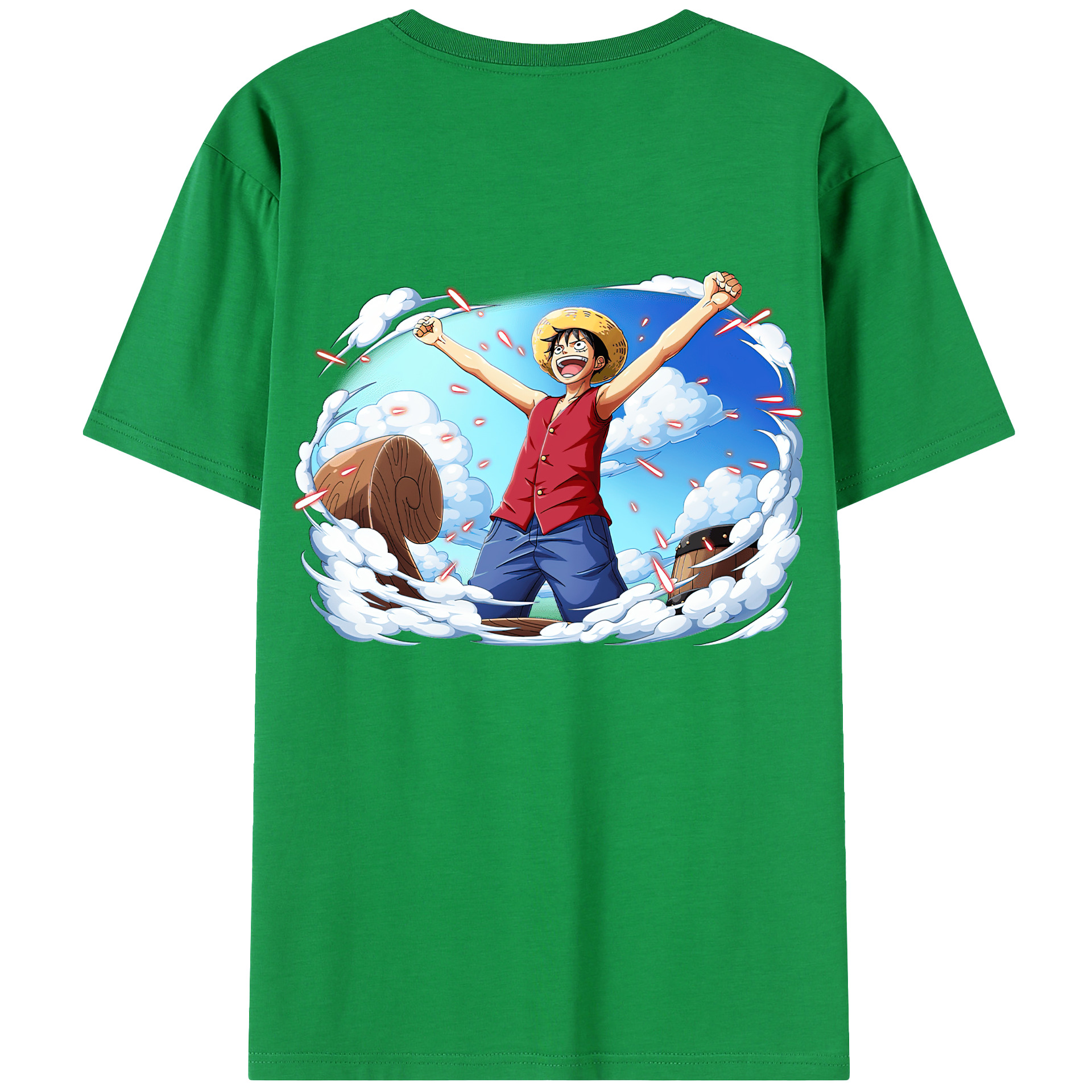 ワンピース モンキー・D・ルフィ ONE PIECE Monkey D. Luffy 綿100％半袖Tシャツ（背面プリント）