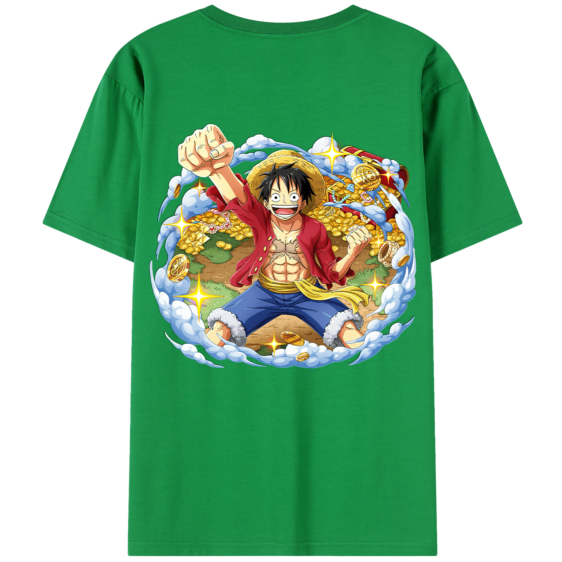 ワンピース モンキー・D・ルフィ ONE PIECE Monkey D. Luffy 綿100％半袖Tシャツ（背面プリント）