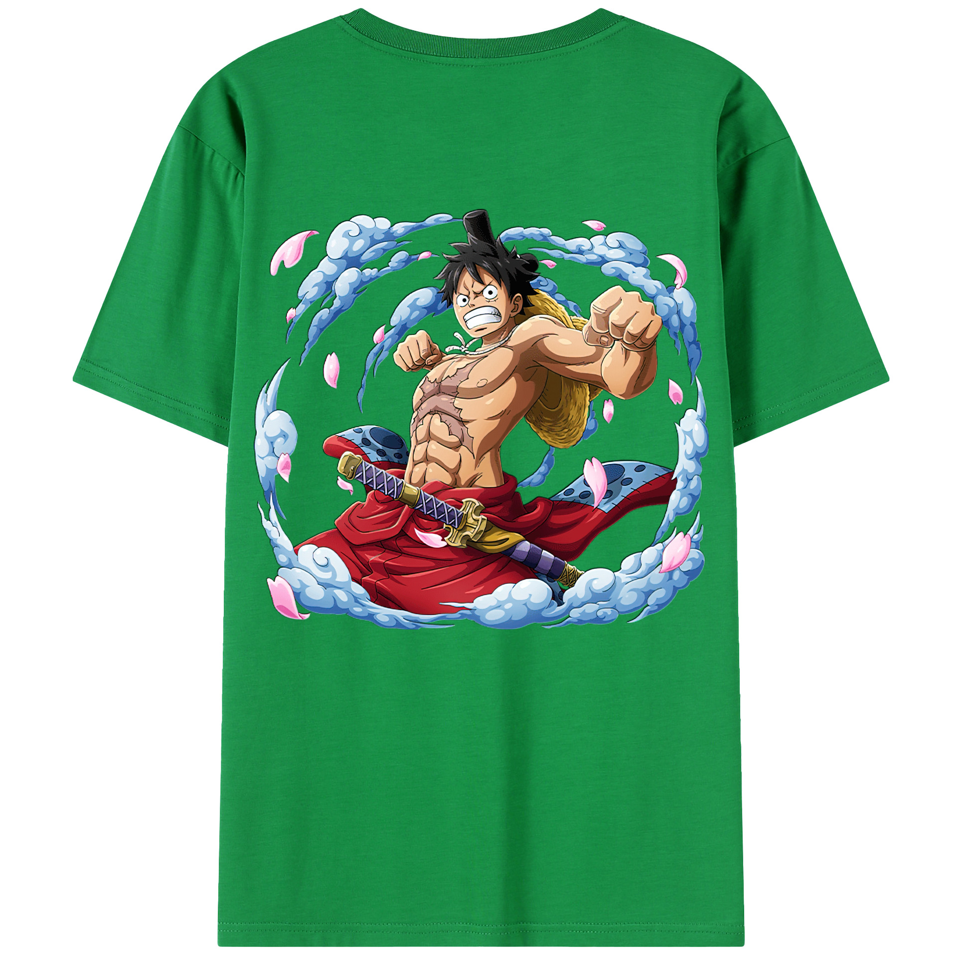 ワンピース モンキー・D・ルフィ ONE PIECE Monkey D. Luffy 綿100％半袖Tシャツ（背面プリント）