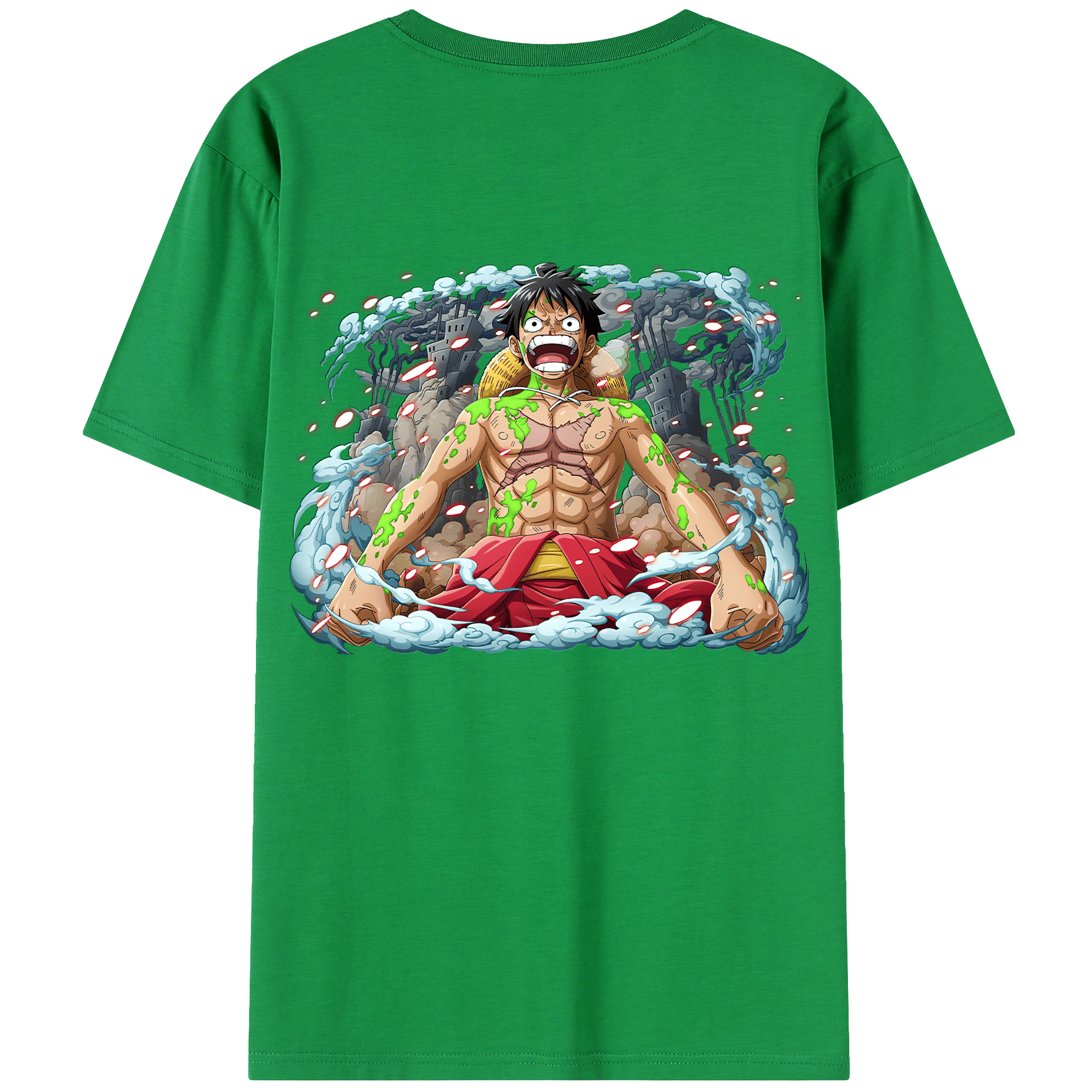 ワンピース モンキー・D・ルフィ ONE PIECE Monkey D. Luffy 綿100％半袖Tシャツ（背面プリント）