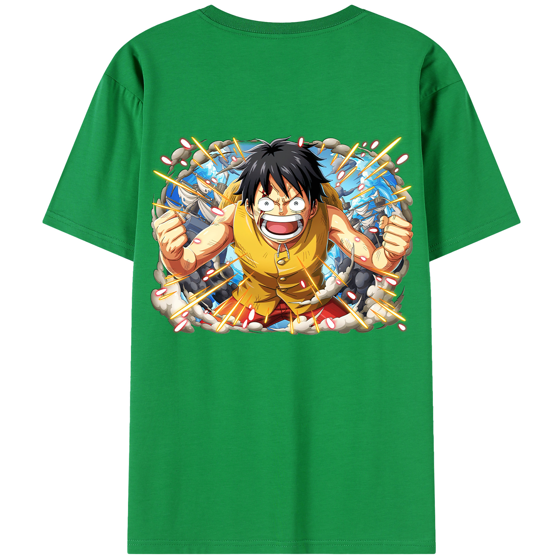 ワンピース モンキー・D・ルフィ ONE PIECE Monkey D. Luffy 綿100％半袖Tシャツ（背面プリント）